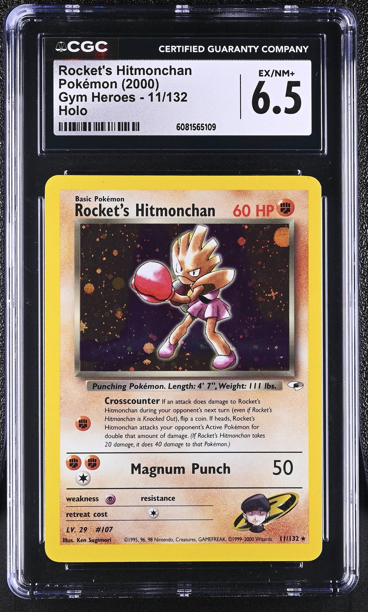 2000 Pokémon Gym Heroes Rocket's Hitmonchan #11/132 Holo CGC 6.5