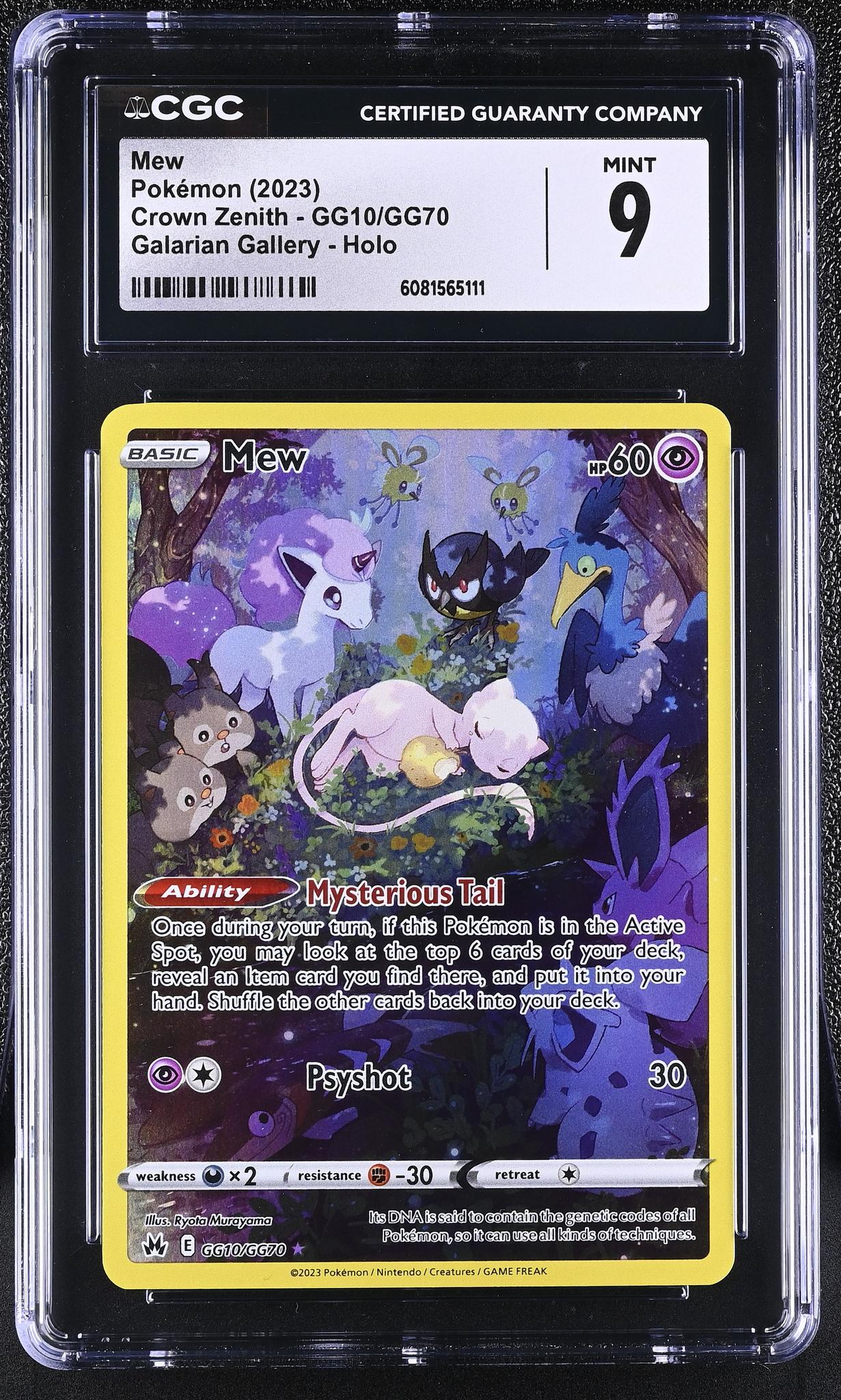 2023 Pokémon Sword & Shield Crown Zenith Galarian Gallery Mew #GG10/GG70 CGC 9