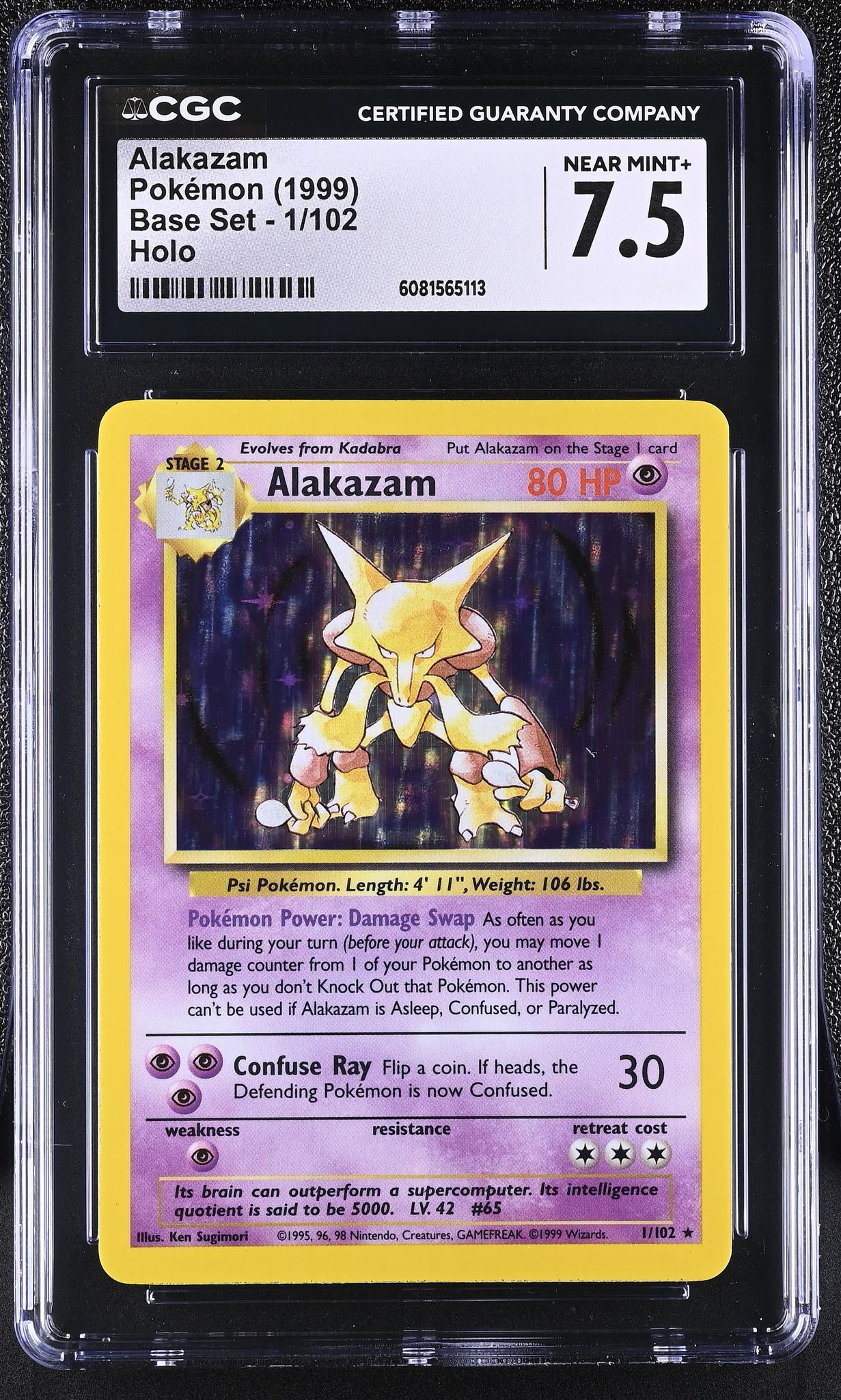 1999 Pokémon Base Set Alakazam #1/102 Holo CGC 7.5