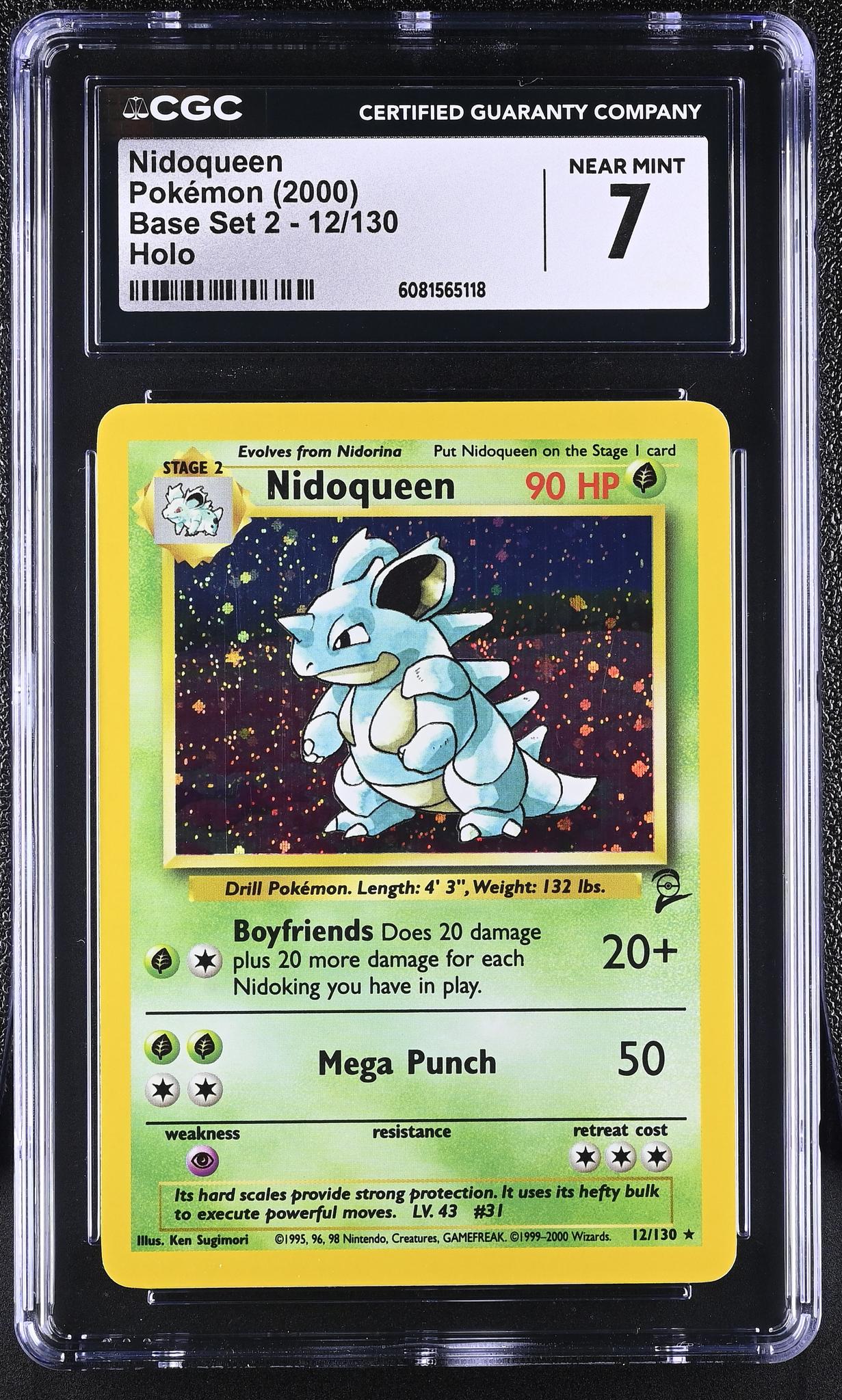 2000 Pokémon Base Set 2 Nidoqueen #12/130 Holo CGC 7