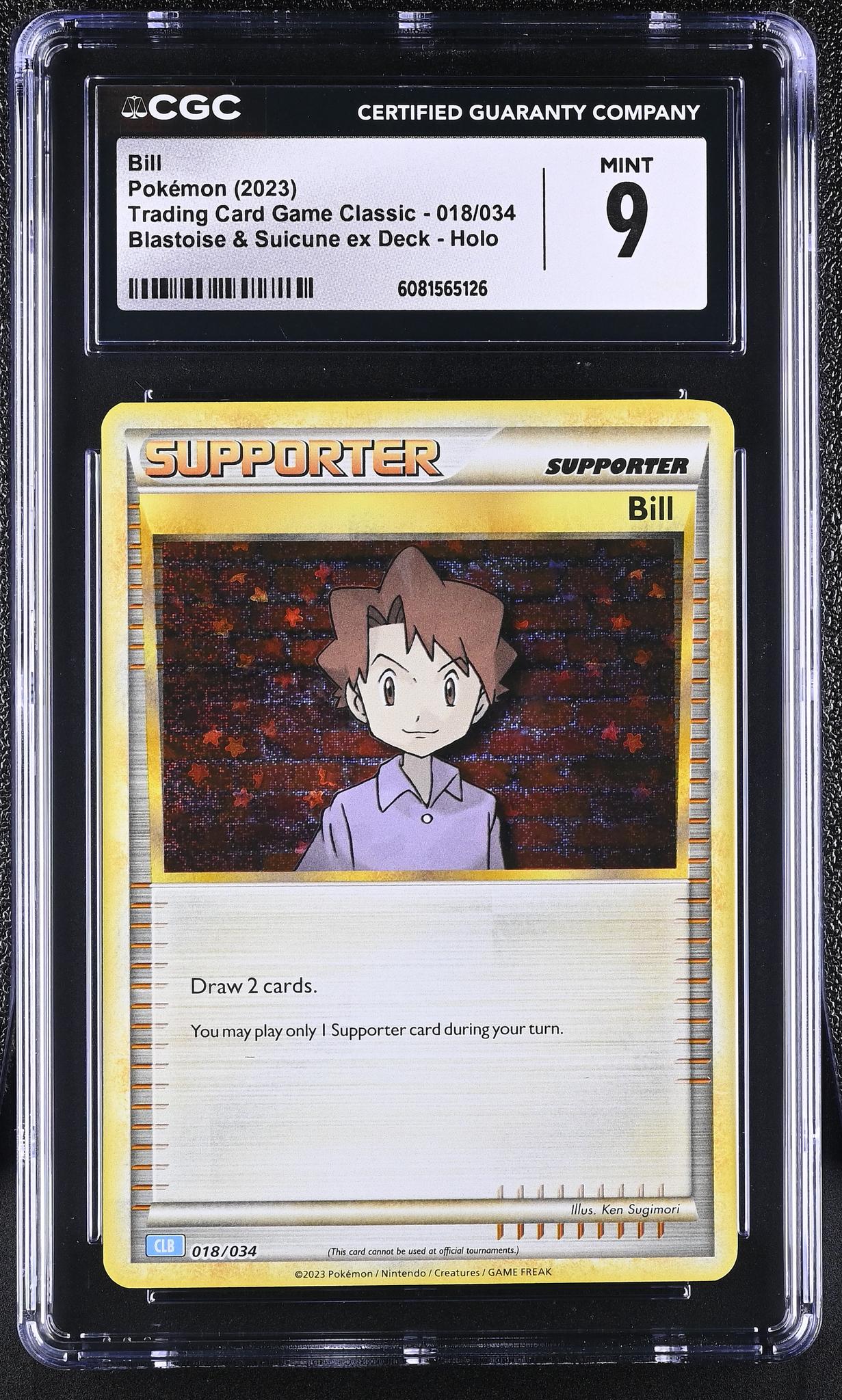 2023 Pokémon Trading Card Game Classic Trainer Bill #018/034 Holo CGC 9