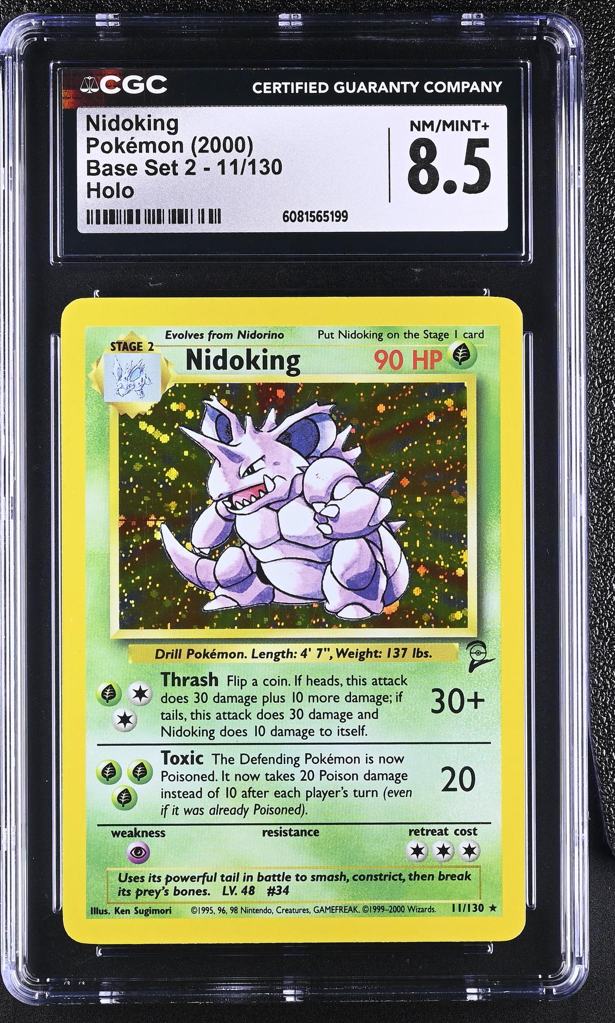 2000 Pokémon Base Set 2 Nidoking #11/130 Holo CGC 8.5