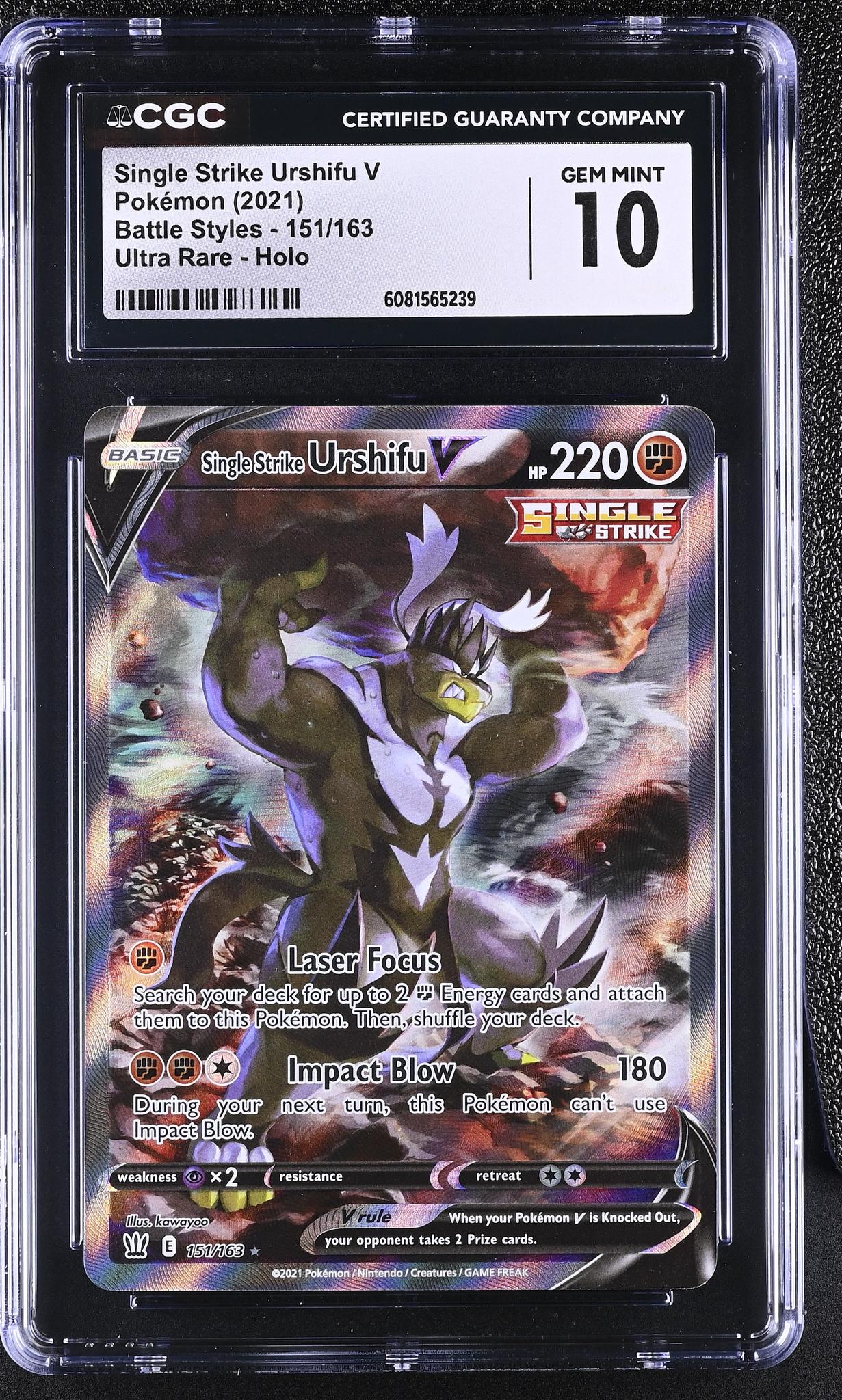 2021 Pokemon Battle Styles Single Strike Urshifu V #151/163 Ultra Rare CGC 10