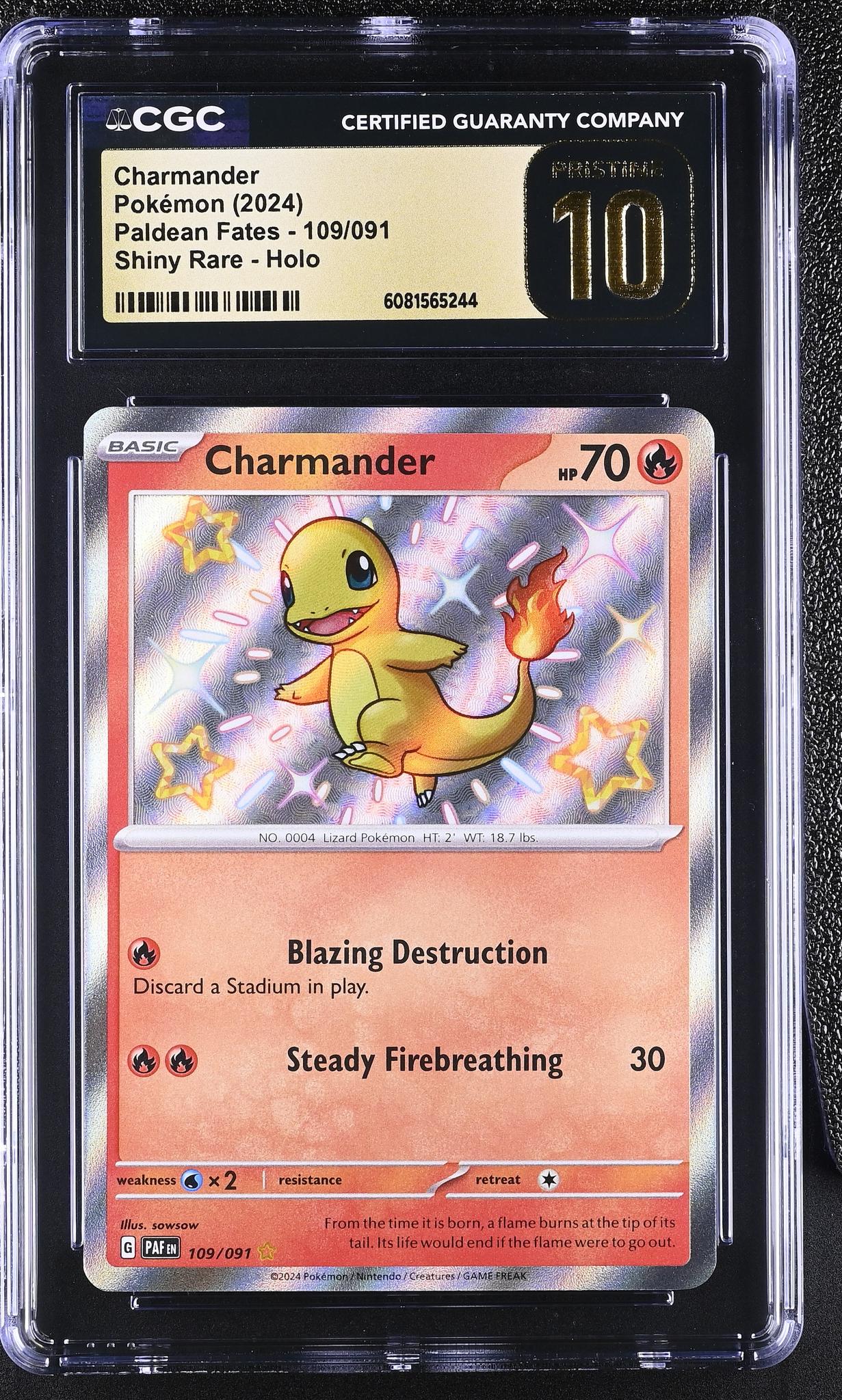 2024 Pokemon #109/091 Charmander Paldean Fates CGC 10