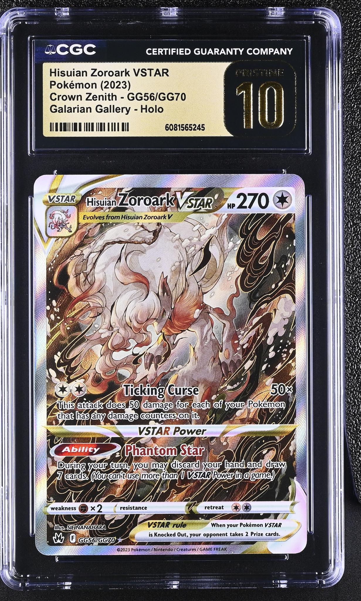 2023 Crown Zenith #GG56/GG70 Hisuian Zoroark VSTAR Galarian Gallery CGC 10