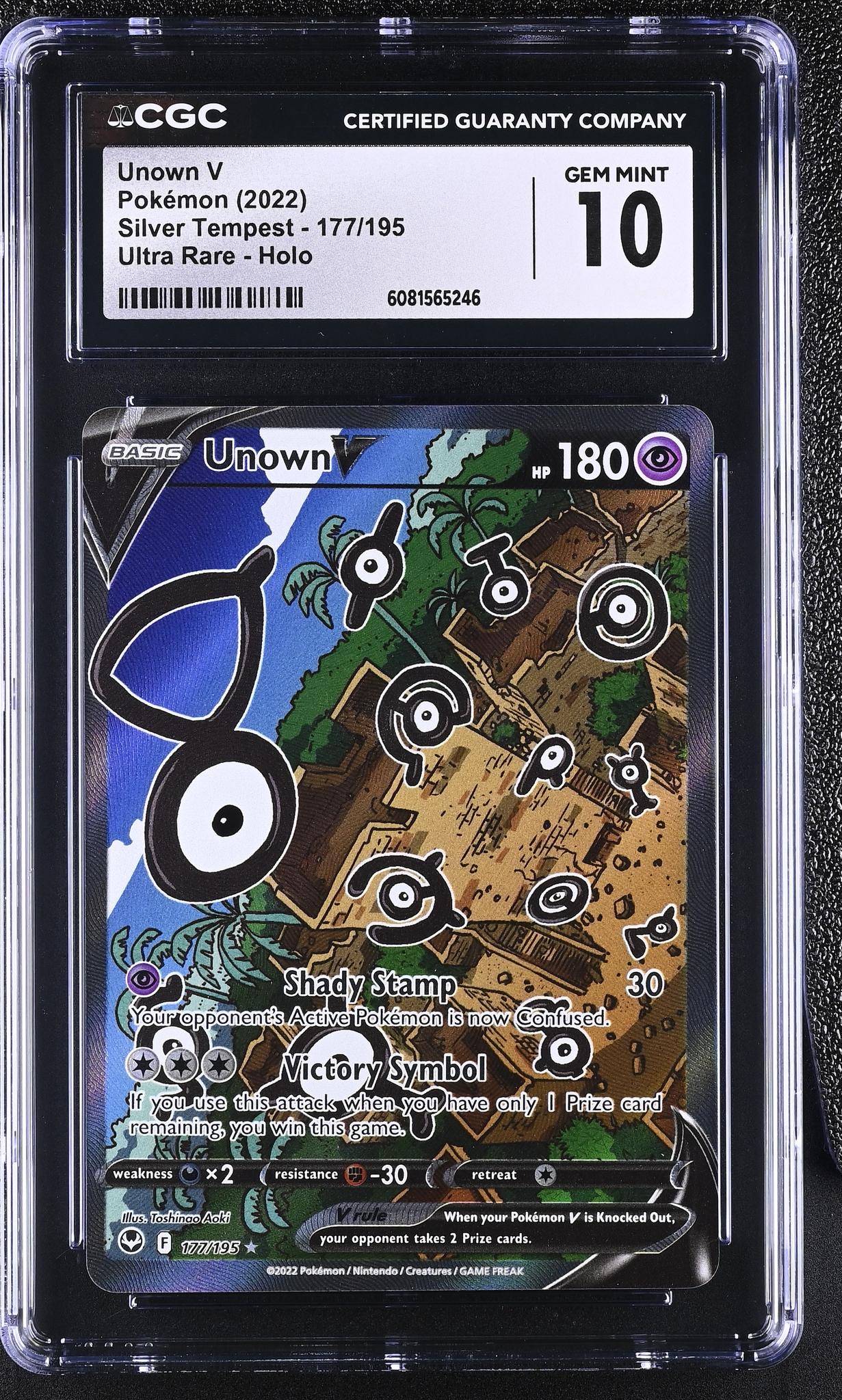 2022 Pokémon Sword & Shield Silver Tempest Unown #177/195 V Holo CGC 10