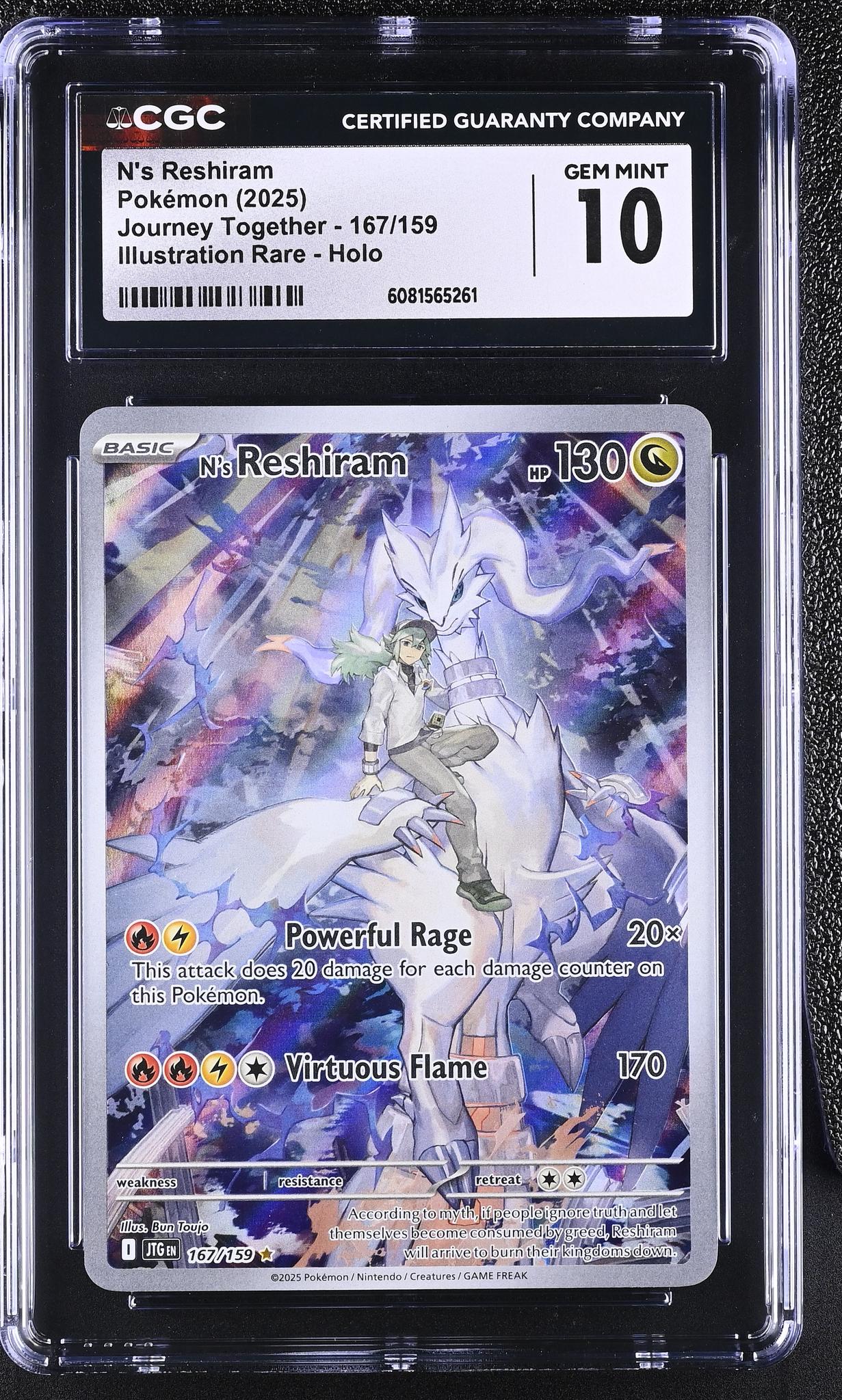 2025 Pokémon Scarlet & Violet Journey Together N's Reshiram #167/159 CGC 10