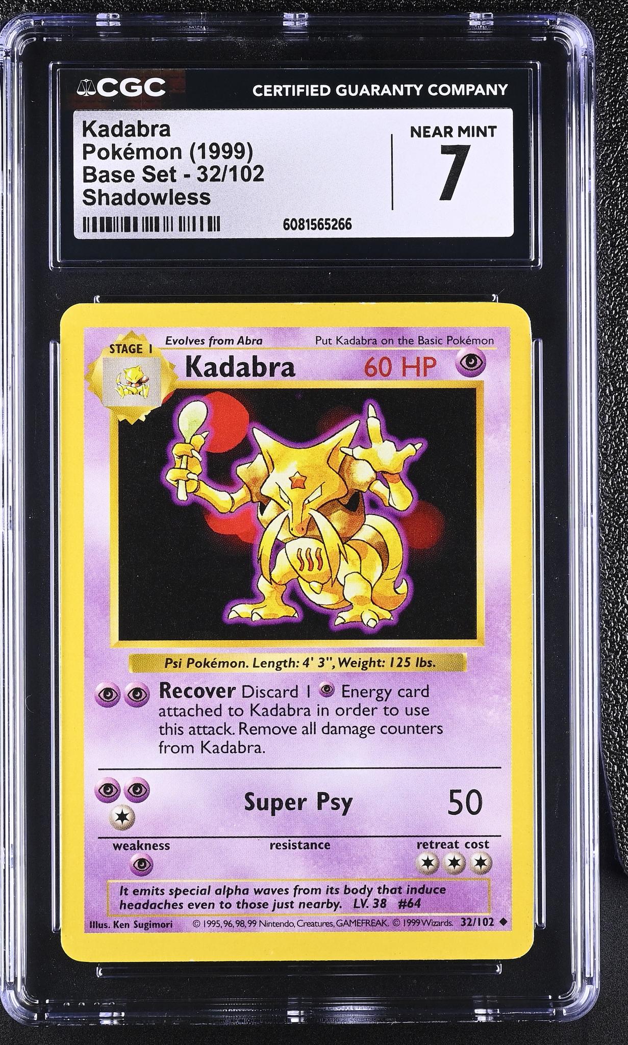 1999 Pokémon Base Set Kadabra #32/102 Shadowless CGC 7