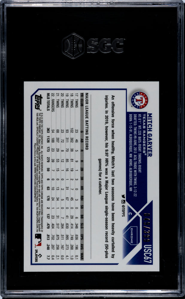 2023 Topps Chrome Update #USC67 Mitch Garver Magenta Ref. /399 SGC 10