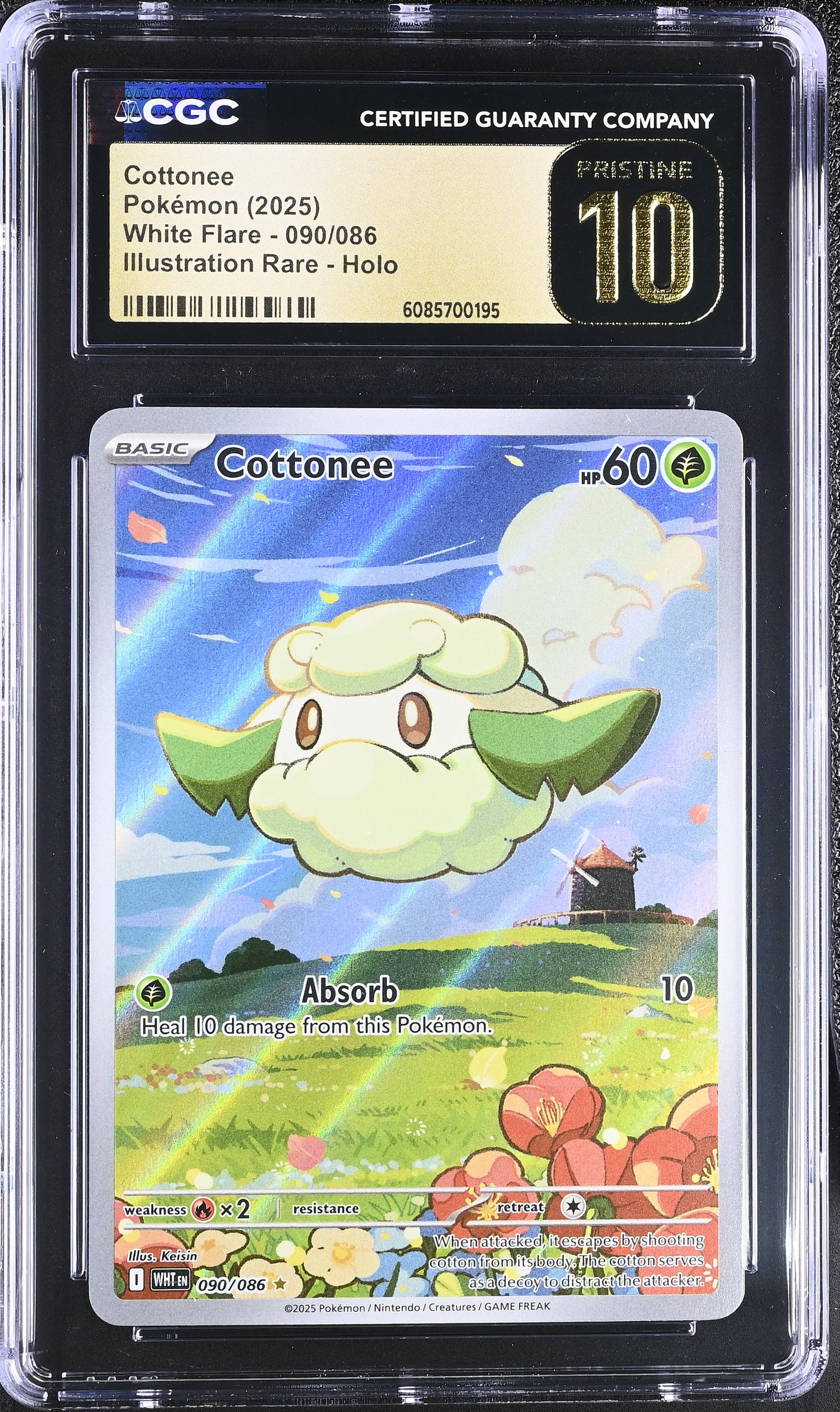 2025 Pokémon White Flare Cottonee Illustration Rare #090/086 CGC Pristine 10