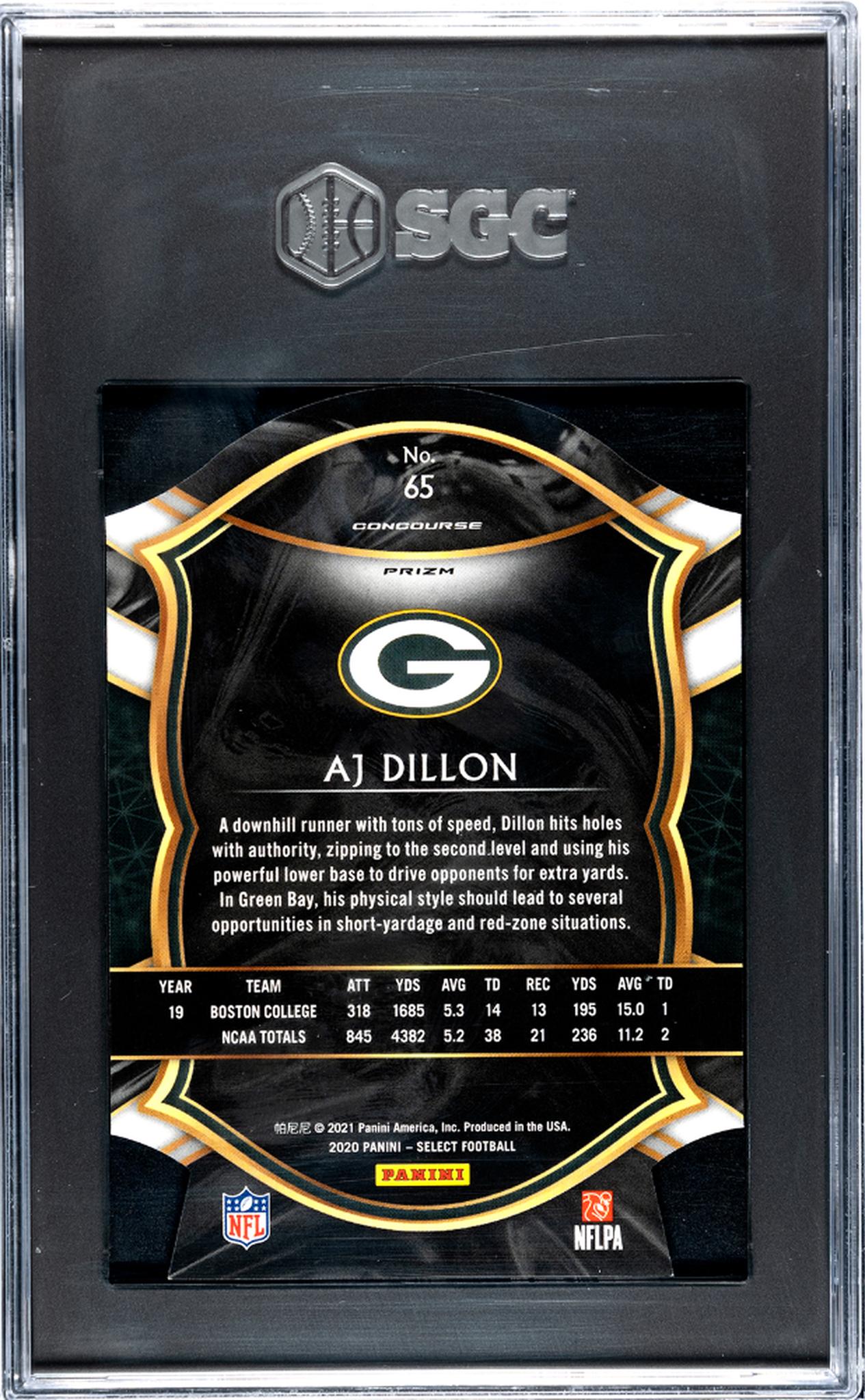 2020 Panini Select #65 AJ Dillon Concourse Red Rookie  SGC 9.5