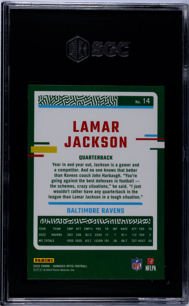 2023 Donruss Optic #14 Lamar Jackson SGC 9.5