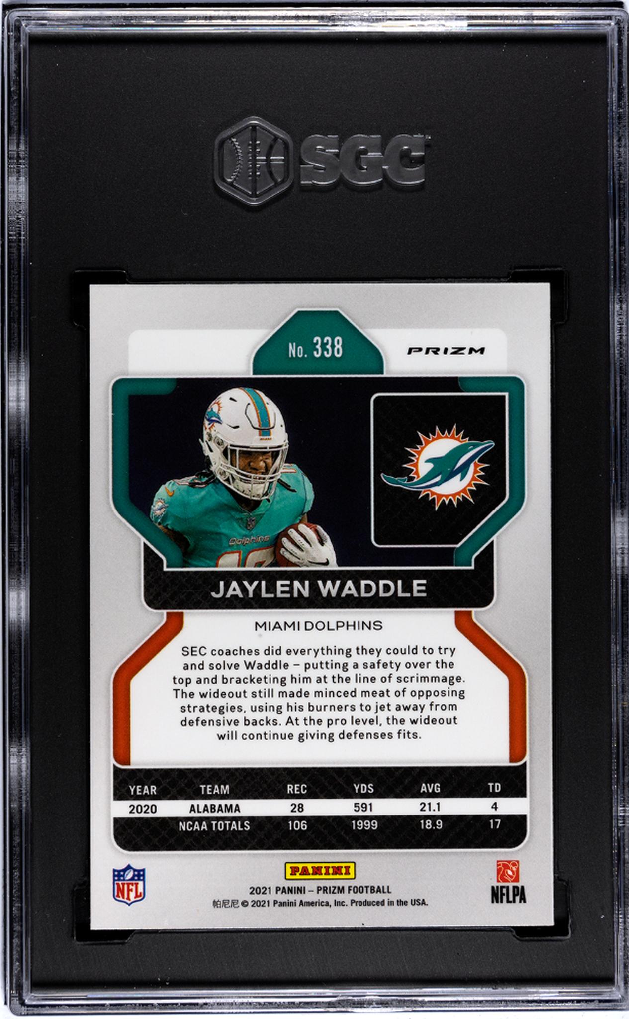 2021 Panini Prizm Jaylen Waddle Lazer Prizm #338 SGC 9