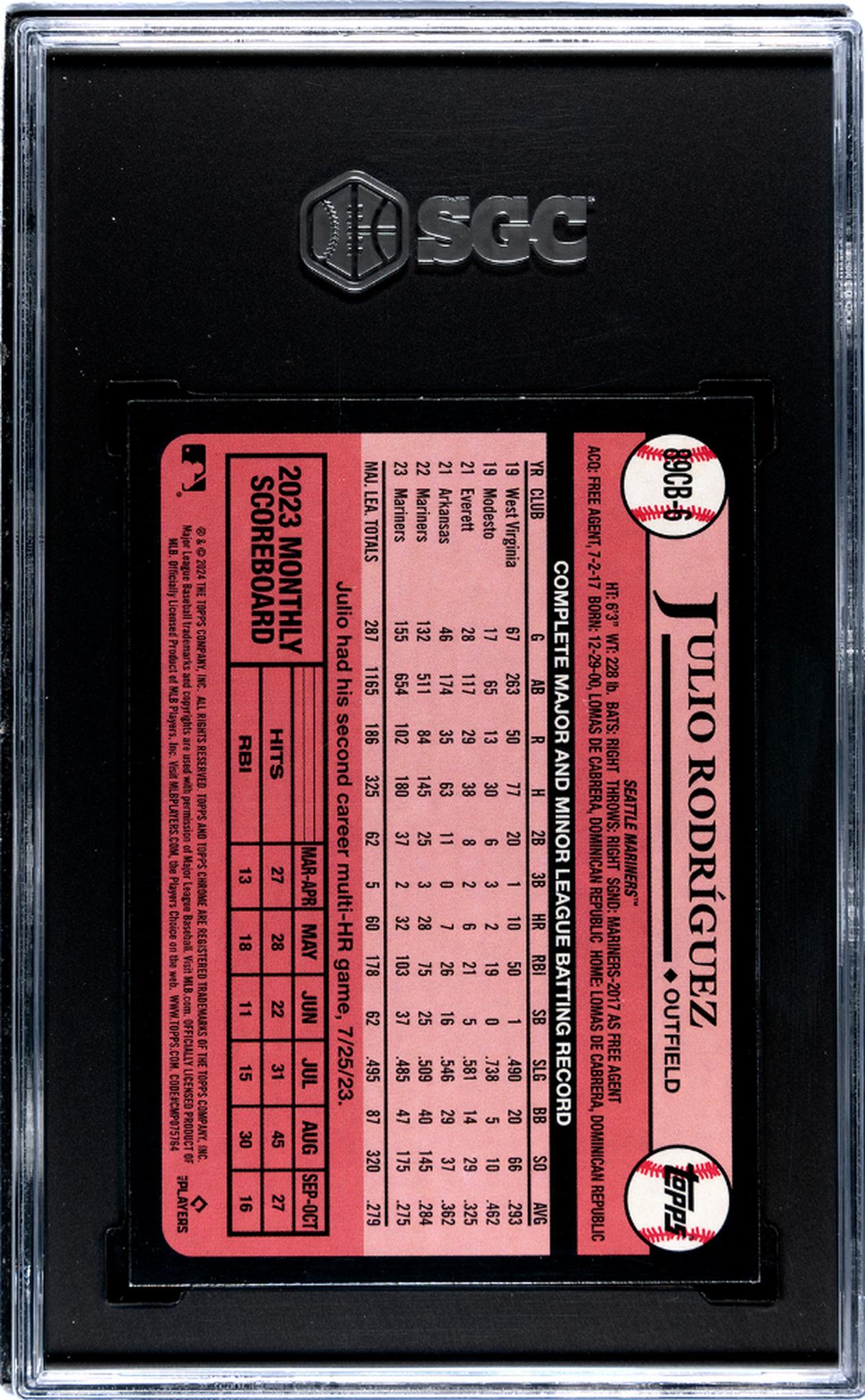 2024 Topps Chrome #89CB-6 Julio Rodriguez '89 Topps Design SGC 9.5