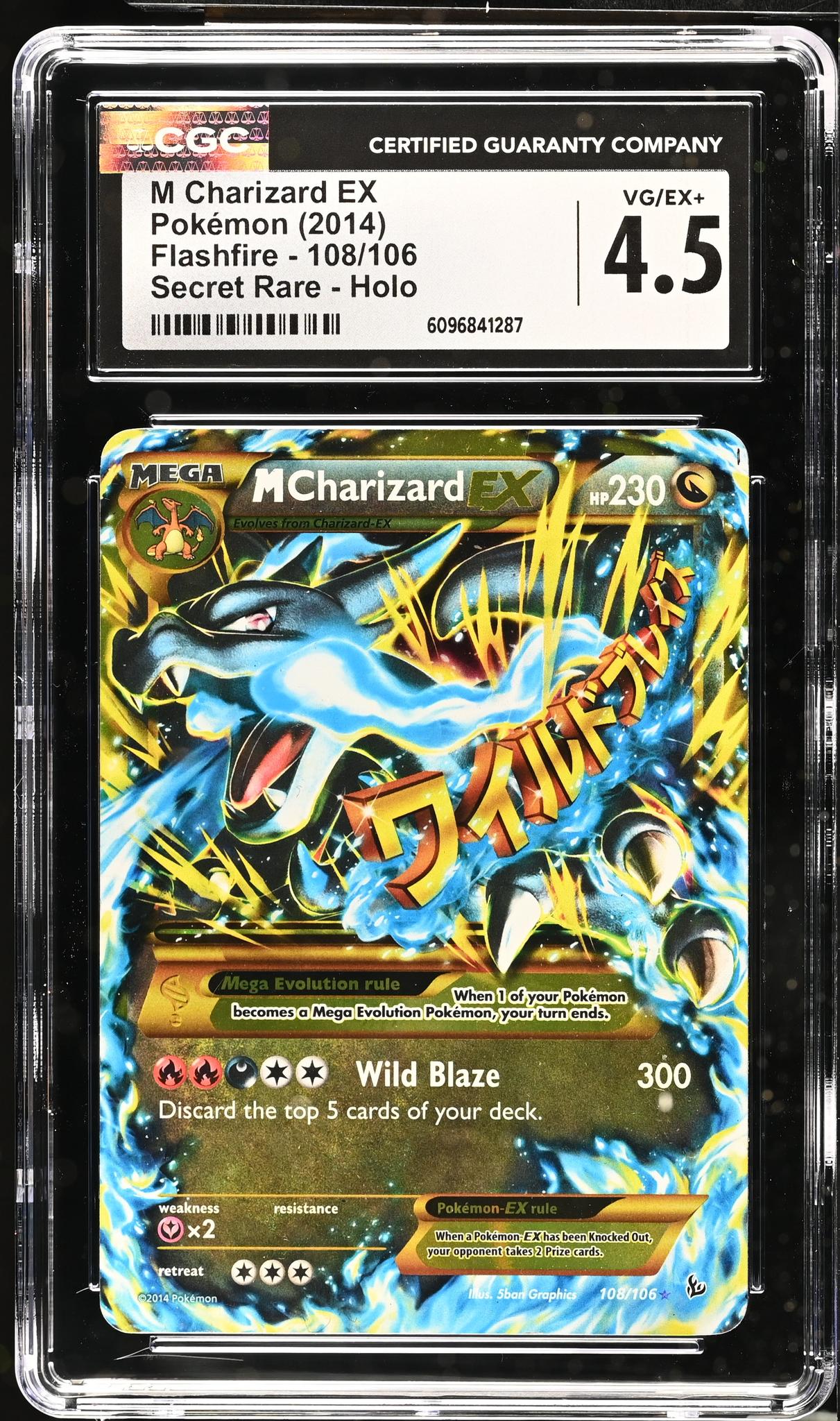 2014 Pokémon XY Flashfire Secret Rare M Charizard EX #108/106 Holo CGC 4.5