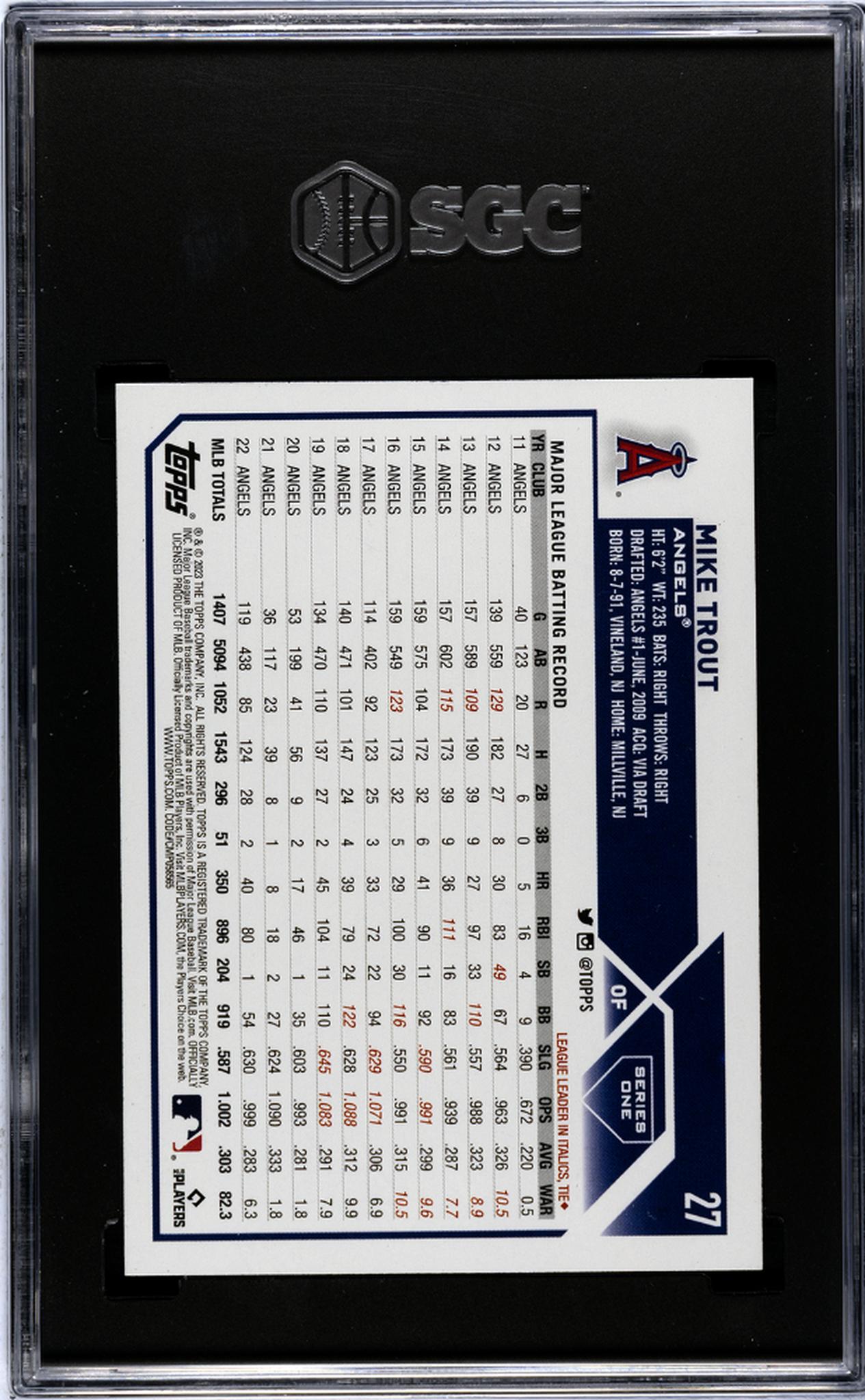 2023 Topps #27 Mike Trout SGC 9.5