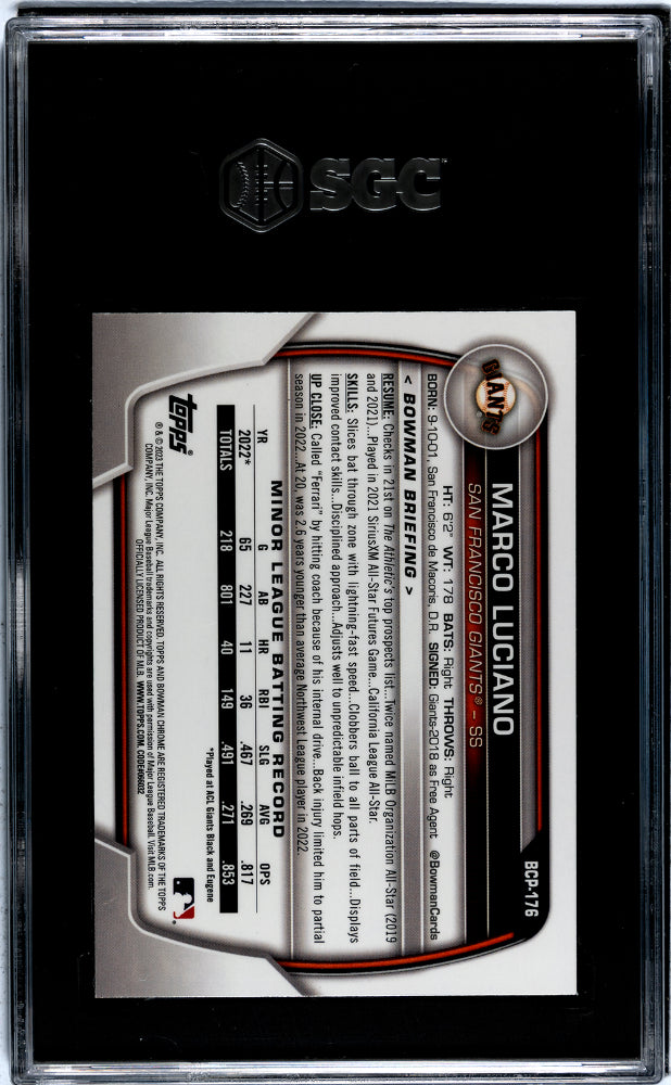 2023 Bowman Mega Box Marco Luciano #BCP-176 SGC 9