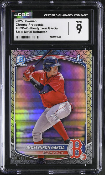 2025 Bowman Chrome Prospects Jhostynxon Garcia #BCP-43 Steel Metal Refractor /100 CGC 9