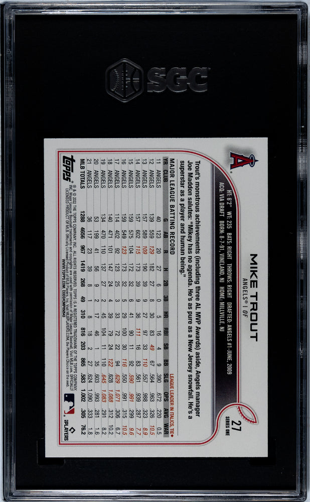 2022 Topps #27 Mike Trout SGC 9