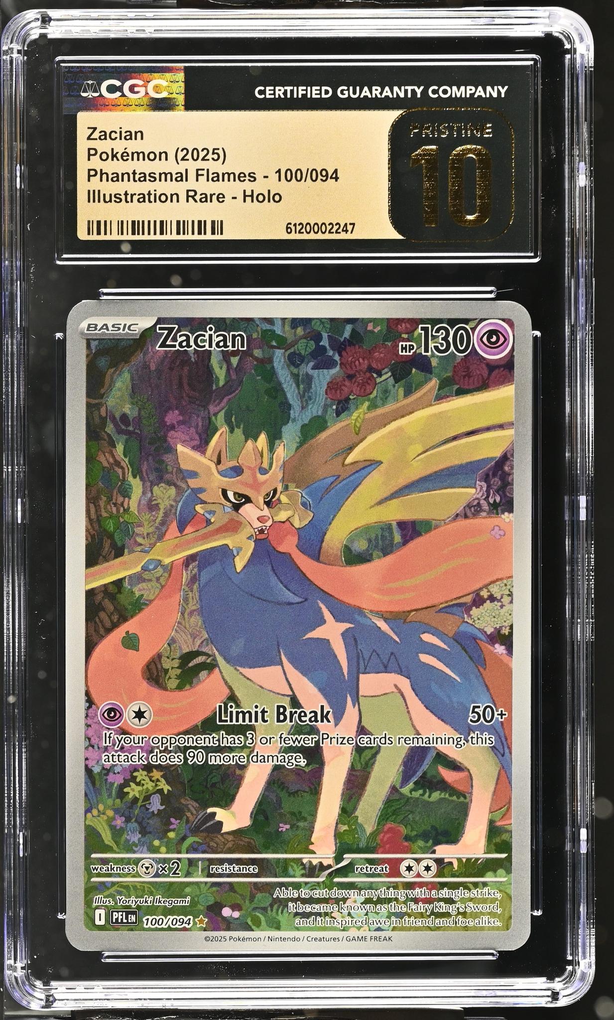2025 Pokemon #100/094 Zacian Phantasmal Flames CGC 10