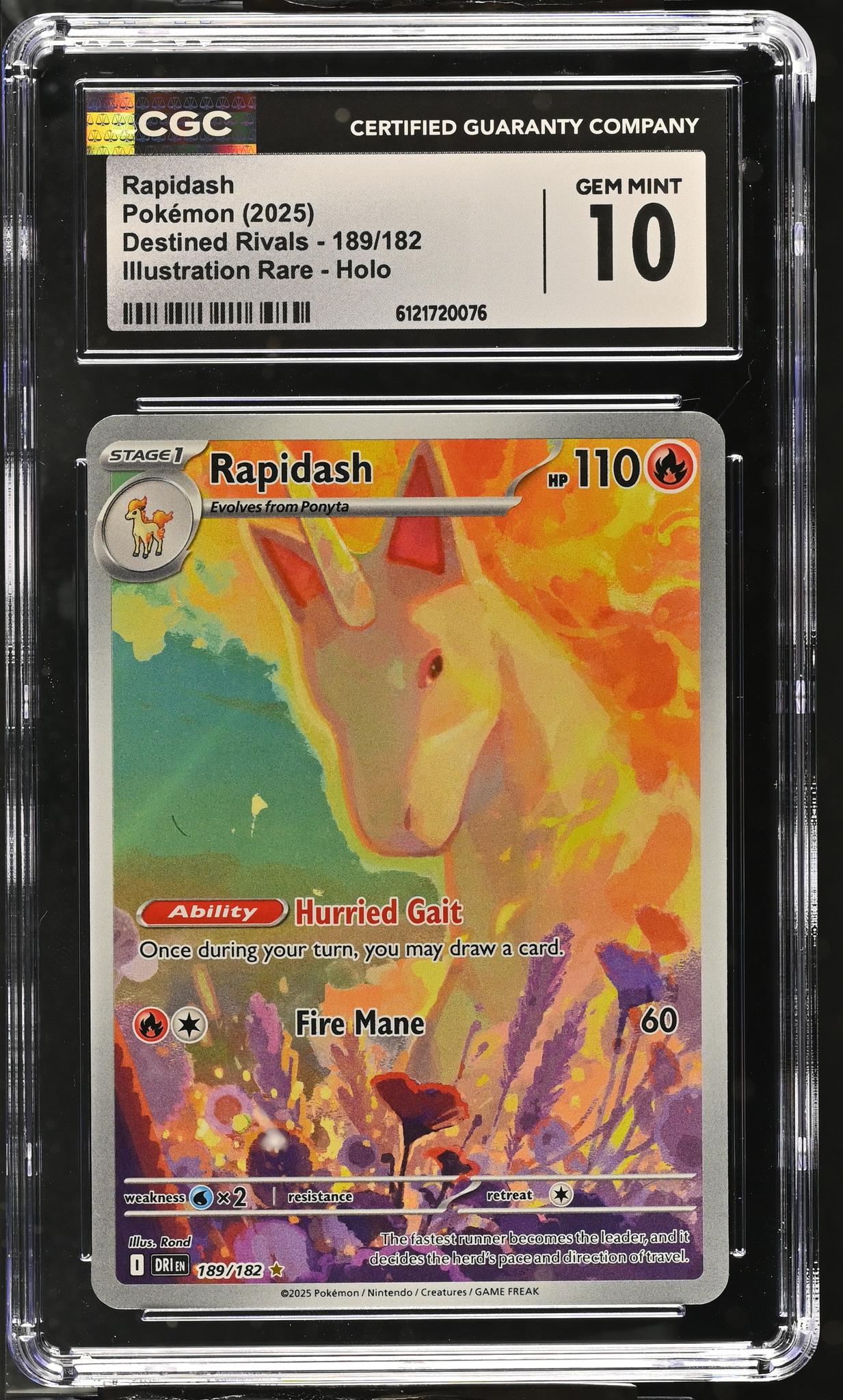 2025 Pokemon #189/182 Rapidash Destined Rivals CGC 10