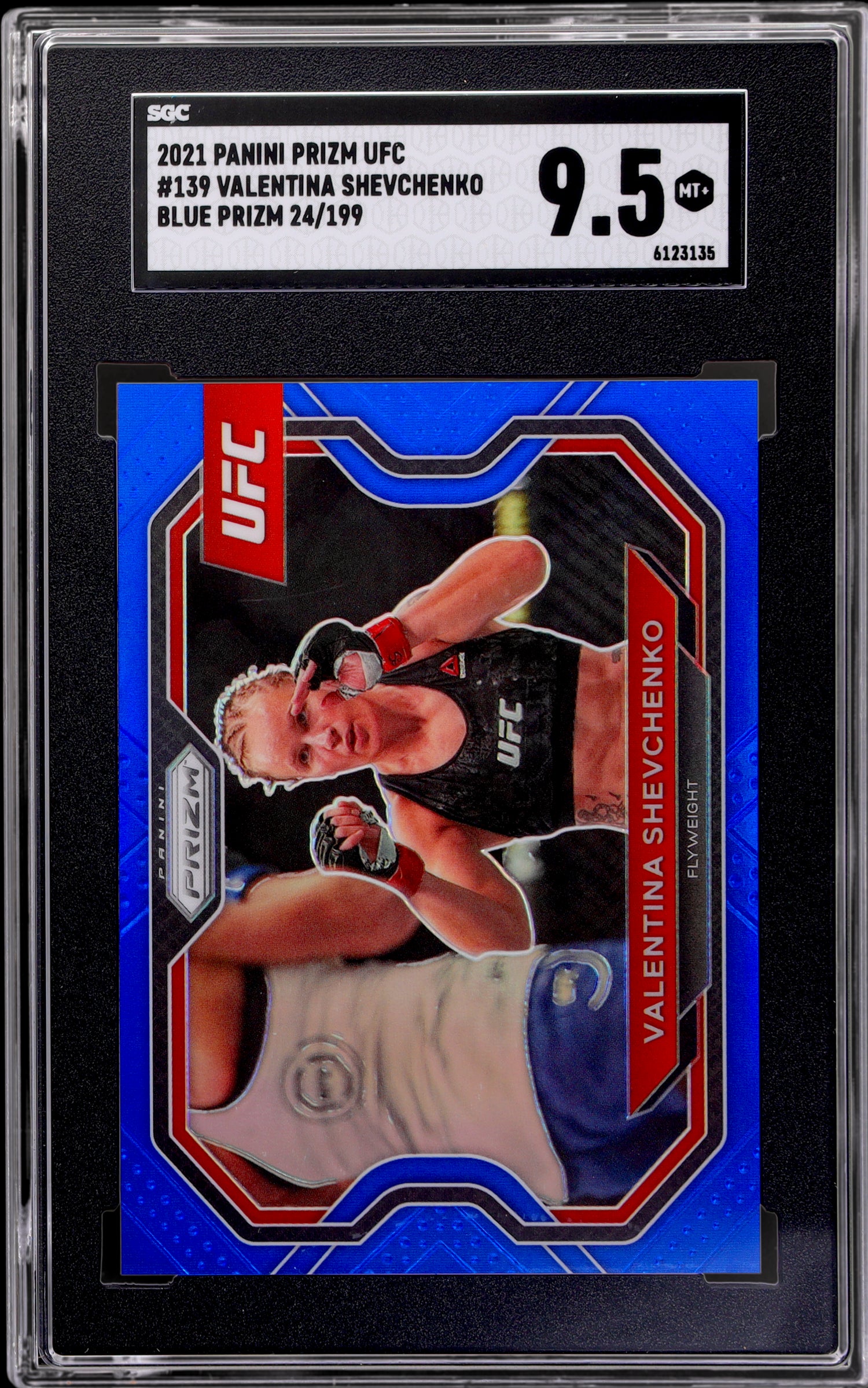 2021 Panini Prizm UFC Blue Prizm Valentina Shevchenko #139 24/199 SGC 9.5