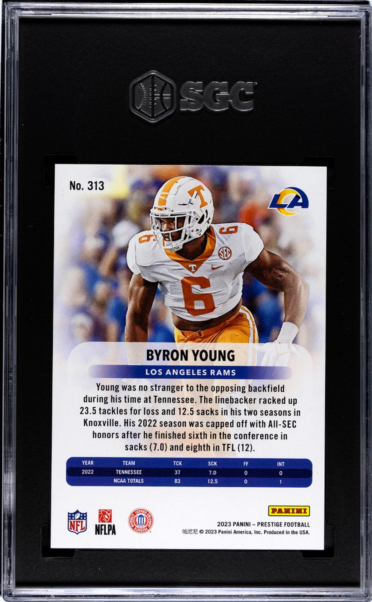 2023 Panini Prestige #313 Byron Young Gold Rookie /75 SGC 10