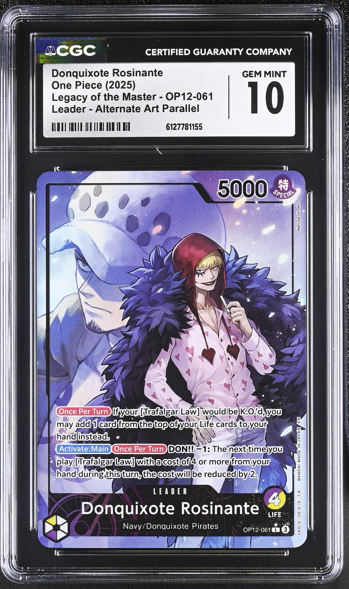 2025 One Piece #OP12-061 Donquixote Rosinante Legacy of the Master CGC 10