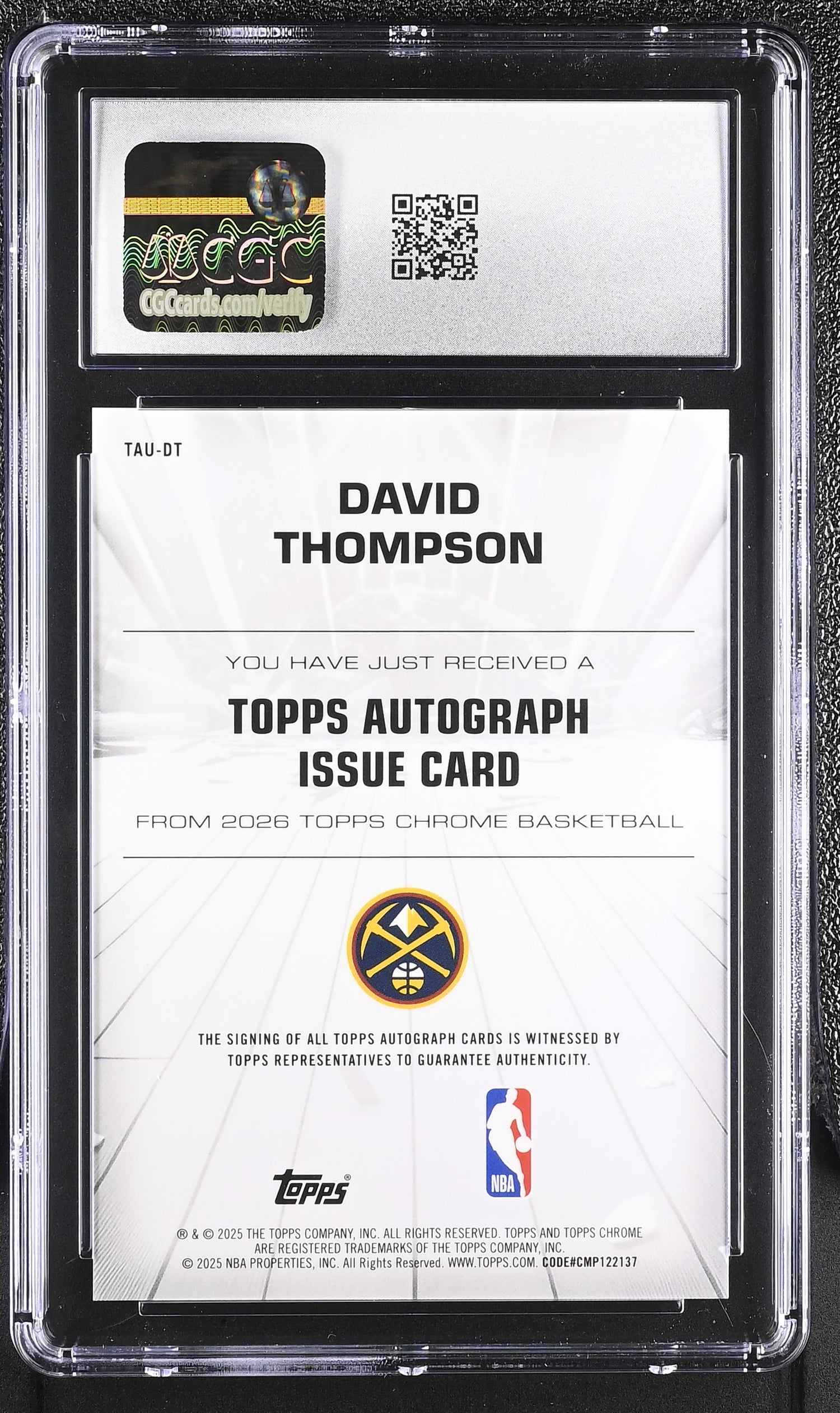 2025 Topps Chrome #TAU-DT David Thompson Autograph Issue Auto CGC 10