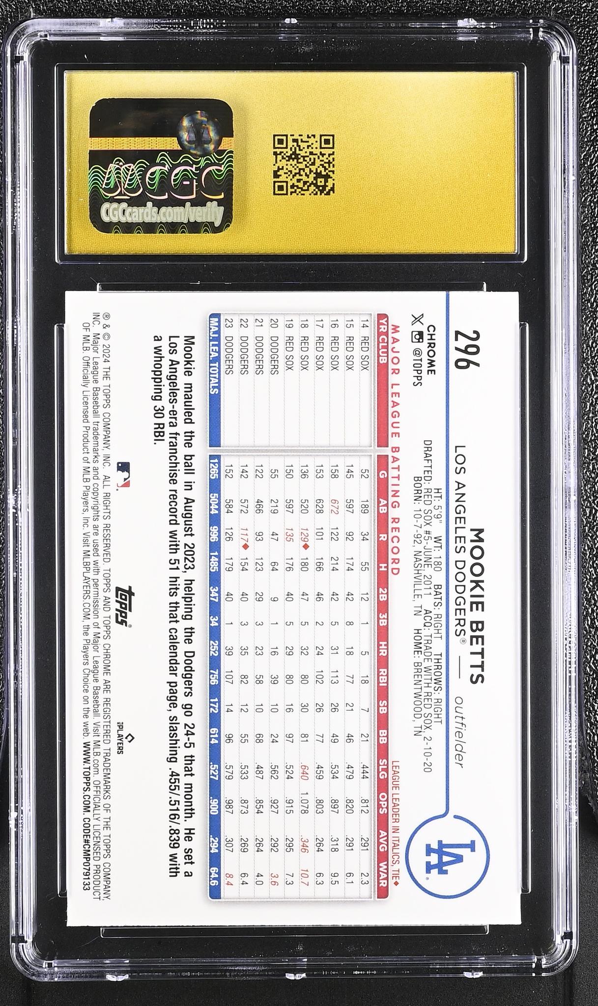 2024 Topps Chrome #296 Mookie Betts LogoFractor CGC 10