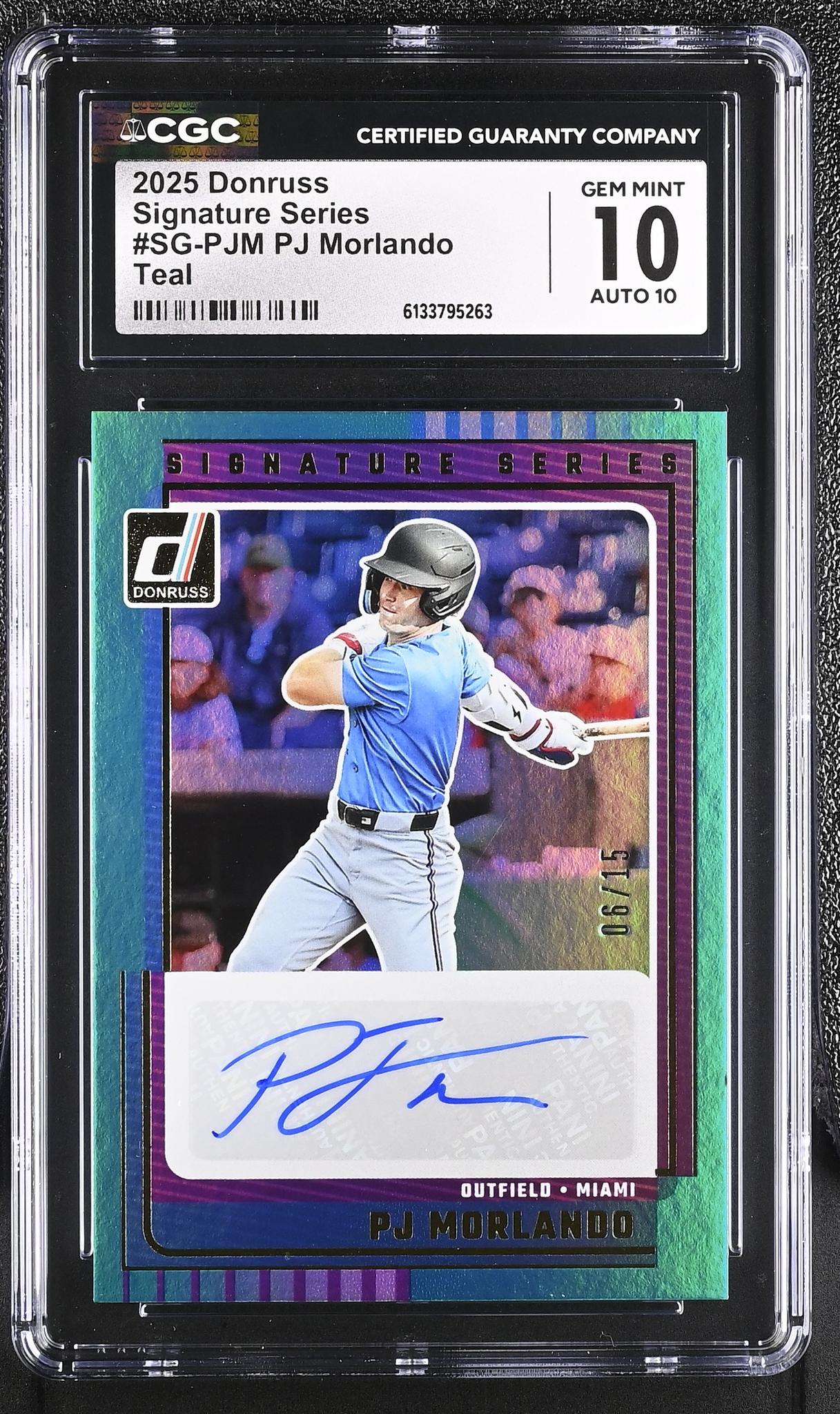 2025 Donruss #SG-PJM PJ Morlando Signature Series /15 CGC 10
