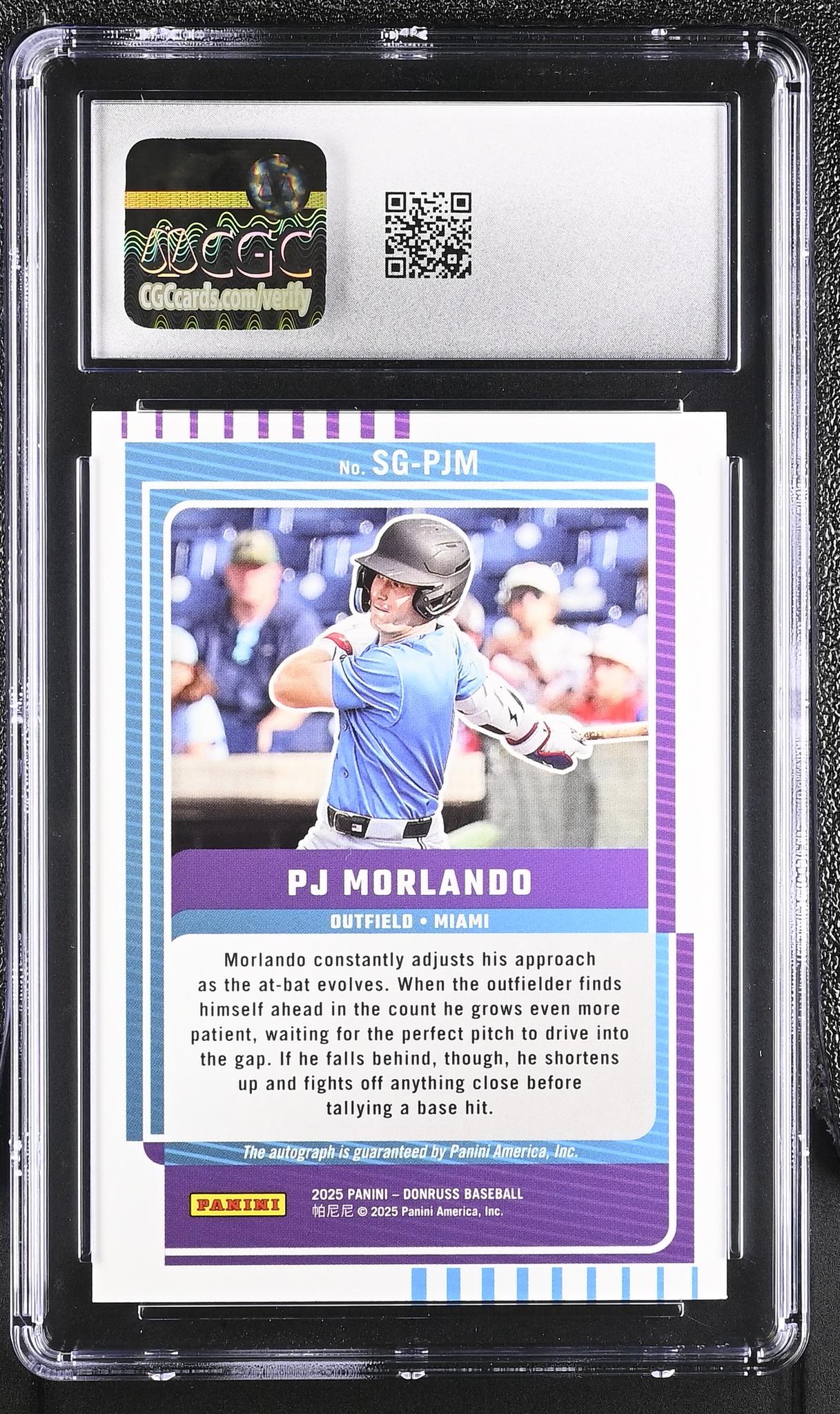 2025 Donruss #SG-PJM PJ Morlando Signature Series /15 CGC 10
