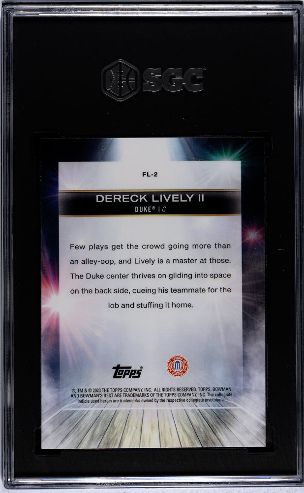 2022-23 Bowman University Best #FL-2 Dereck Lively II Flashing Lights SGC 9.5