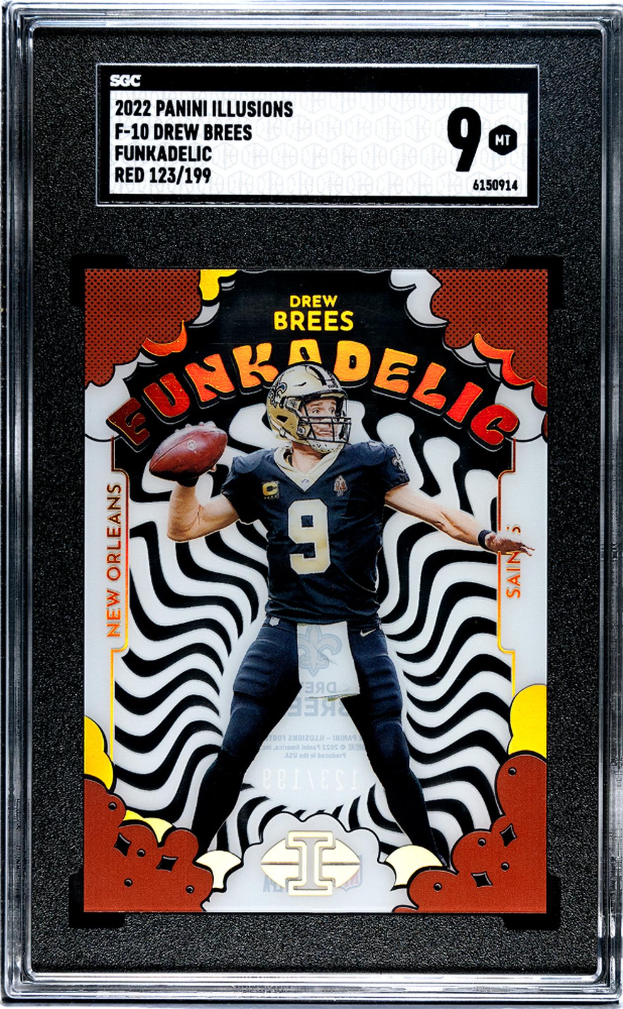 2022 Panini Illusions #F-10 Drew Brees Funkadelic Red /199  SGC 9