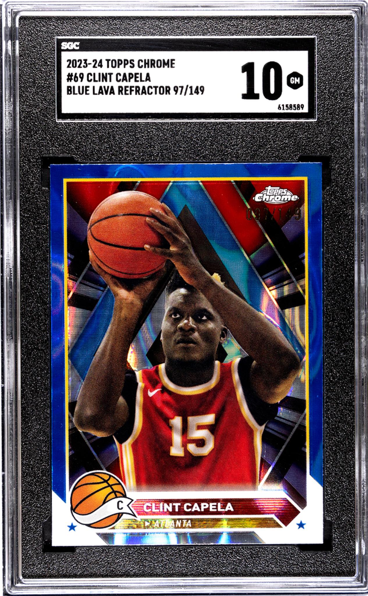 2023-24 Topps Chrome #69 Clint Capela Blue Lava Ref. 97/149 SGC 10