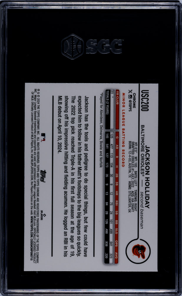 2024 Topps Chrome #USC200 Jackson Holliday SGC 9.5