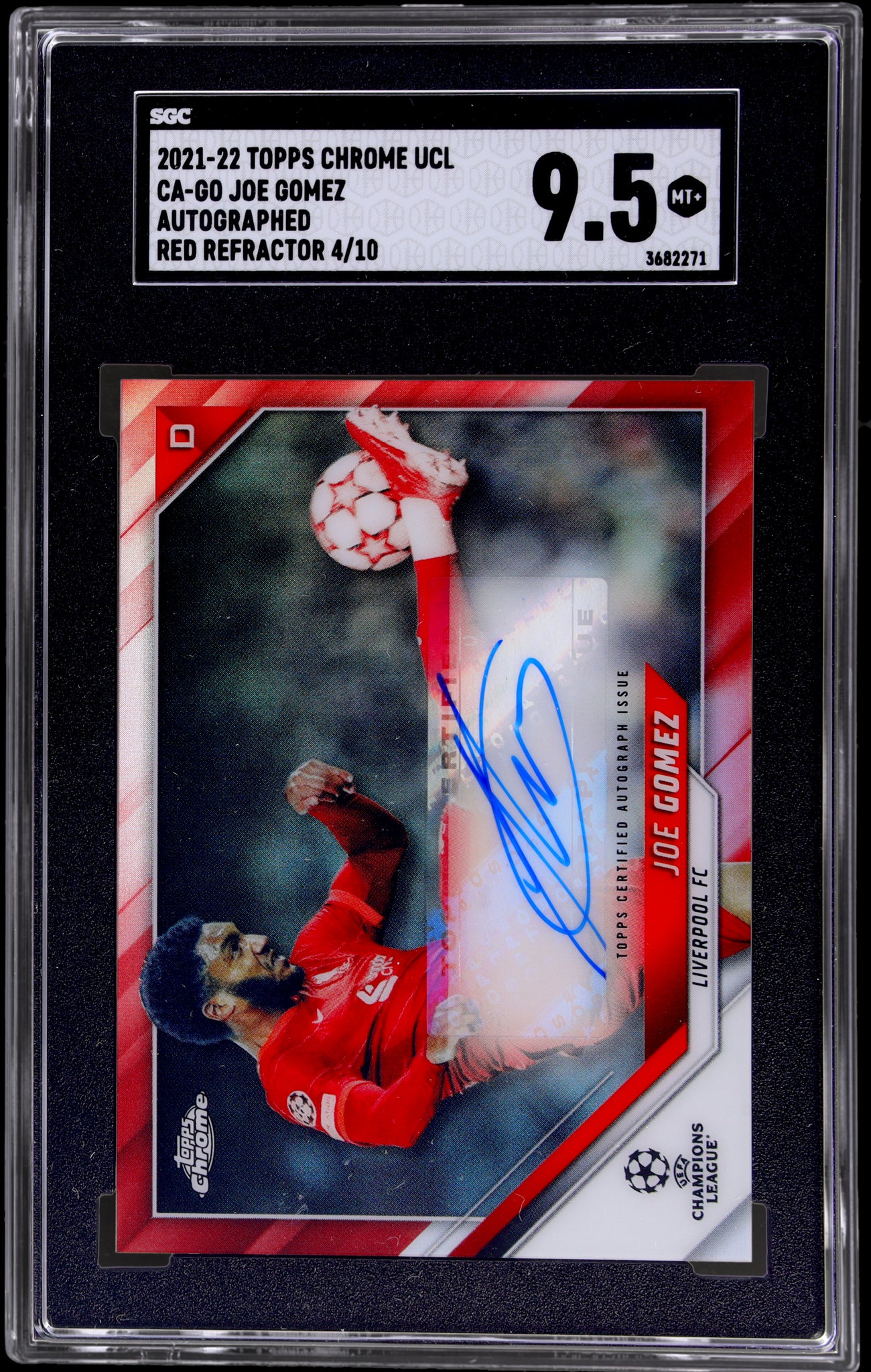 2021 Topps Chrome UEFA Champions League Auto Red Refractor Joe Gomez /10 SGC 9.5