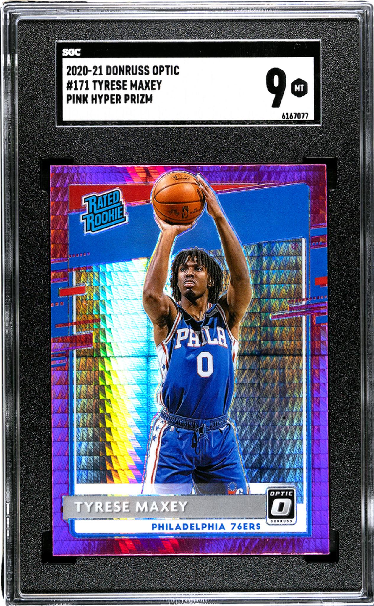 2020-21 Donruss Optic #171 Tyrese Maxey Pink Hyper Prizm SGC 9