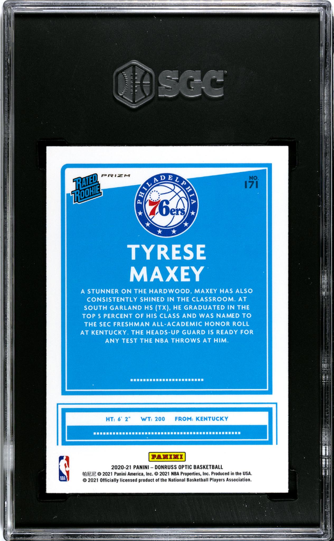 2020-21 Donruss Optic #171 Tyrese Maxey Pink Hyper Prizm SGC 9