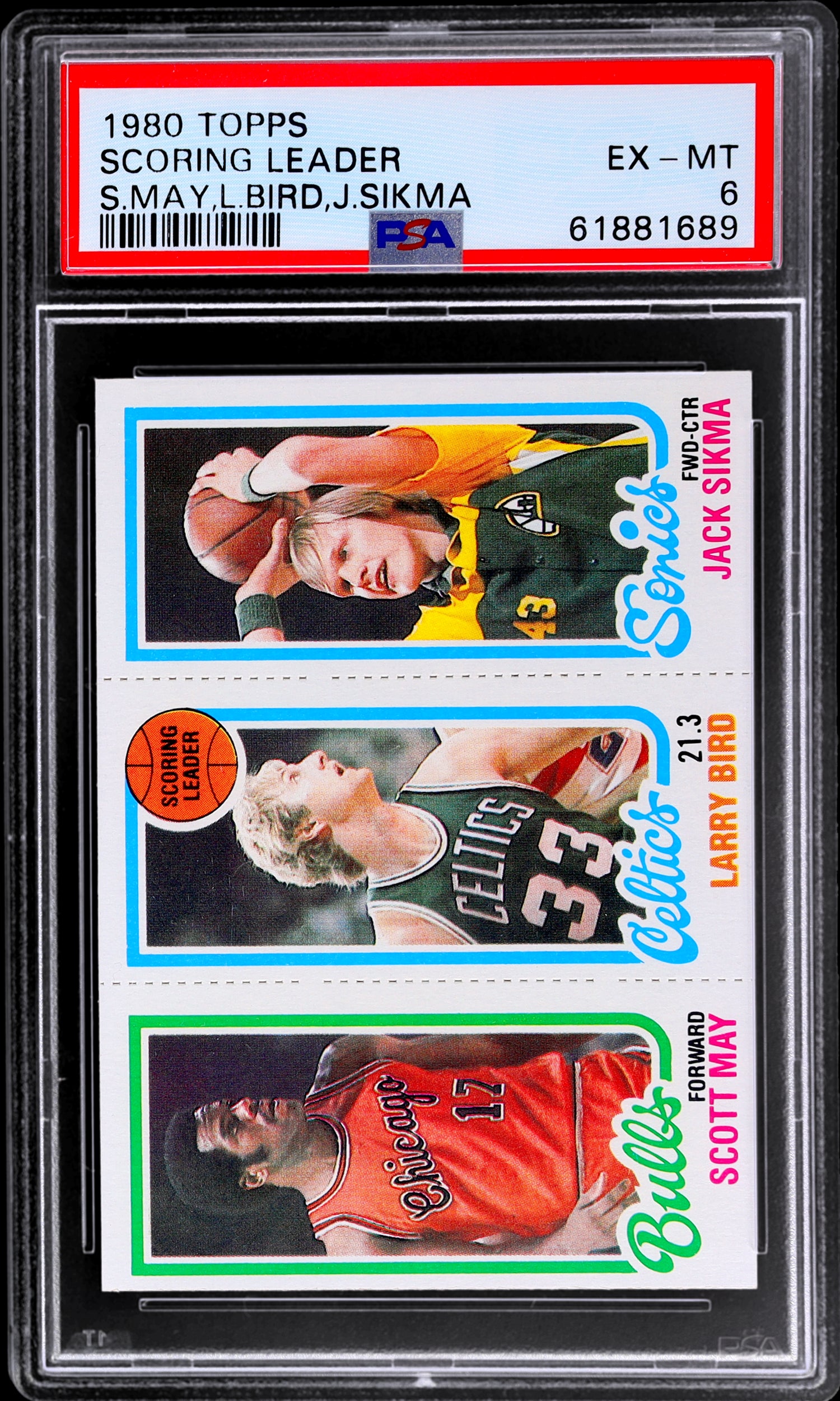 1980 Topps #98 Jack Sikma/Larry Bird/Scott May PSA 6