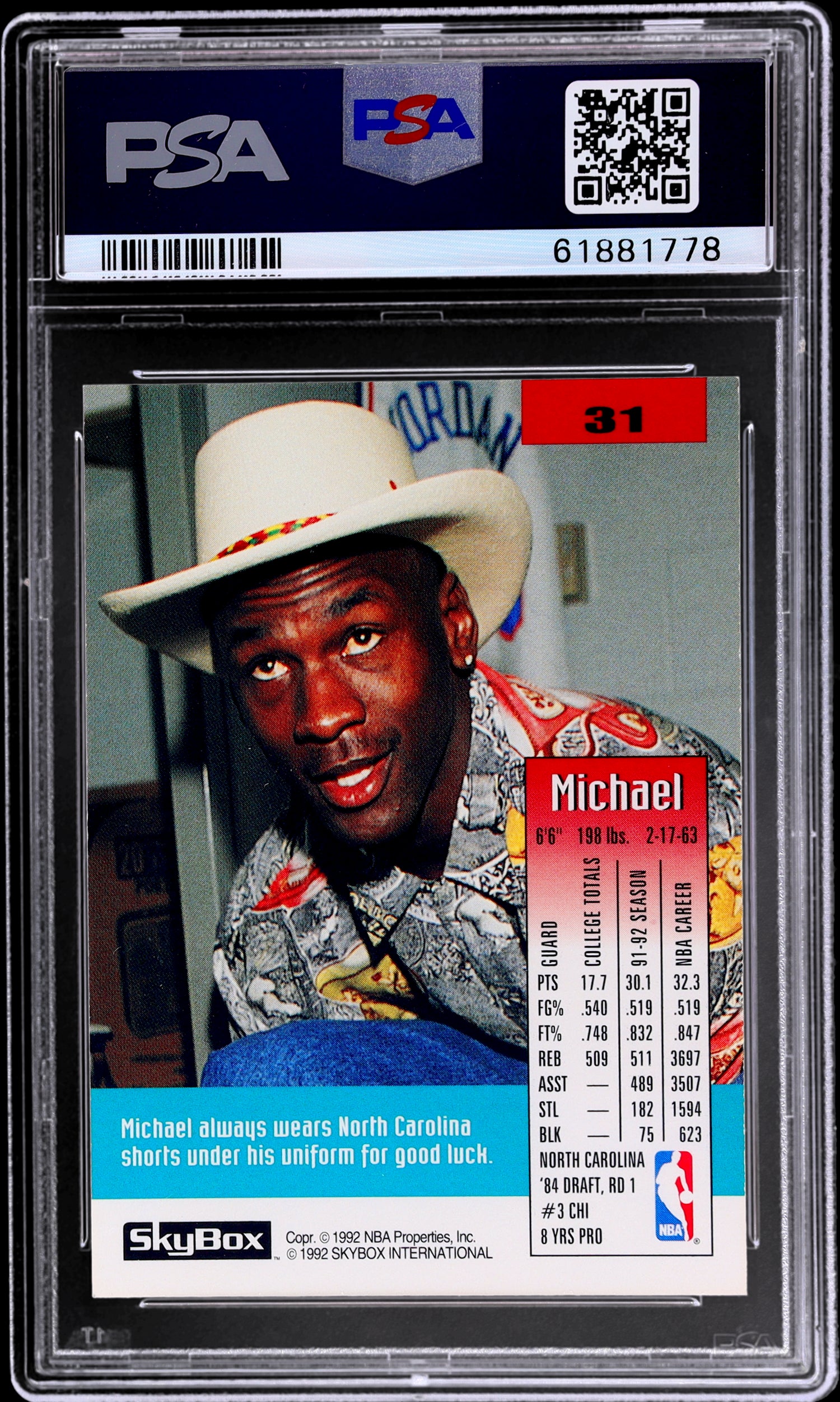1992 SkyBox Michael Jordan #31 PSA 9