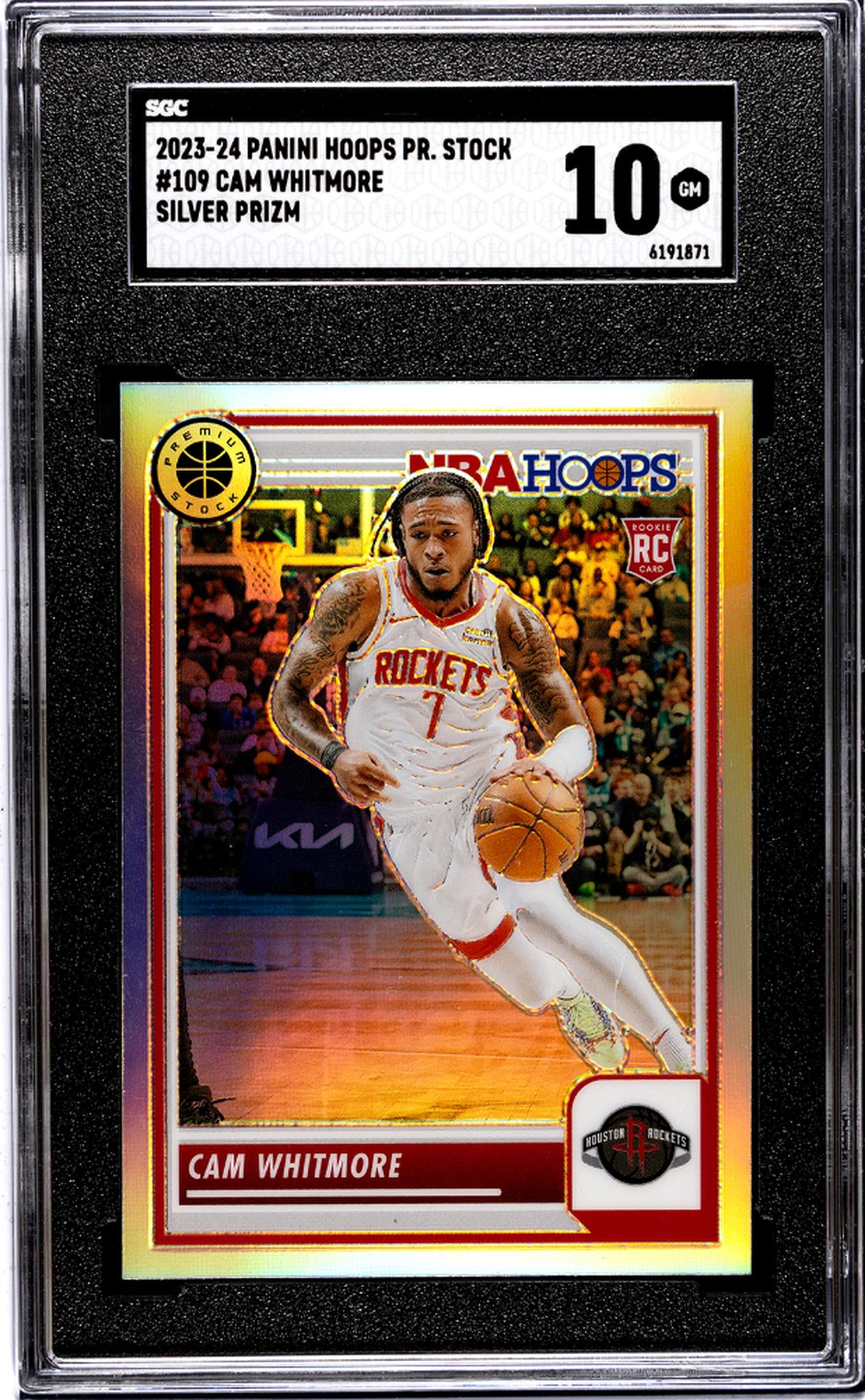 2023-24 Panini Hoops Premium Stock Silver Prizm Cam Whitmore #109 RC SGC 10