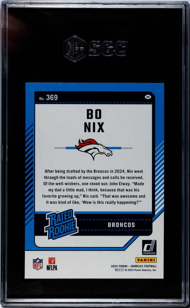 2024 Donruss #369 Bo Nix SGC 10