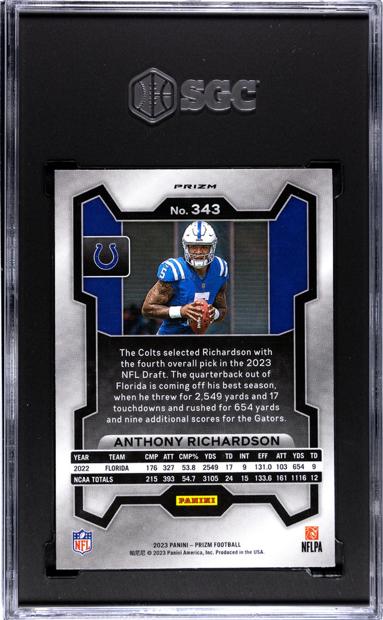 2023 Prizm #343 Anthony Richardson Silver Prizm SGC 8