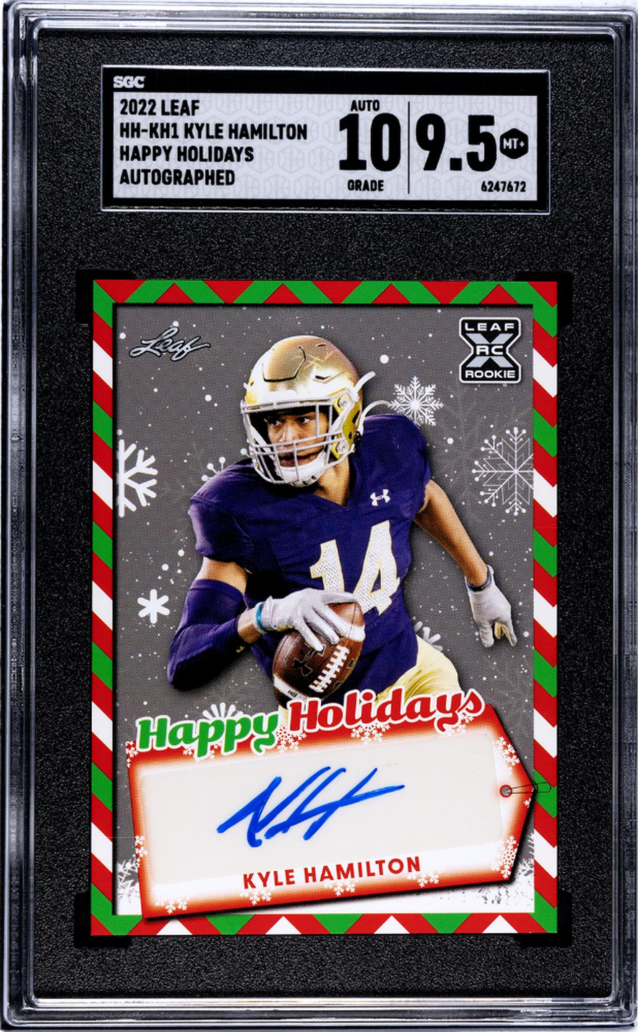 2022 Leaf #HH-KH1 Kyle Hamilton Happy Holidays SGC 9.5