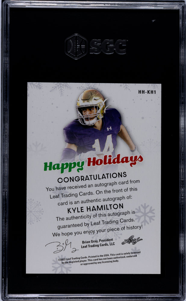 2022 Leaf #HH-KH1 Kyle Hamilton Happy Holidays SGC 9.5