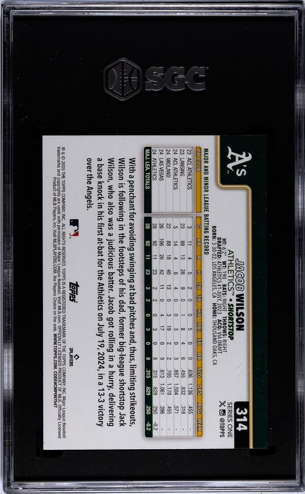 2025 Topps #314 Jacob Wilson SGC 10