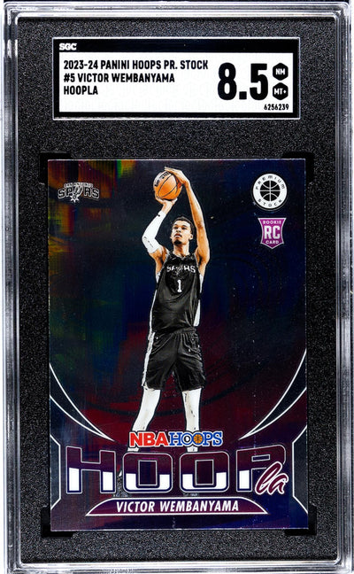 2023-24 Panini Hoops Premium Stock #5 Victor Wembanyama Hoopla SGC 8.5