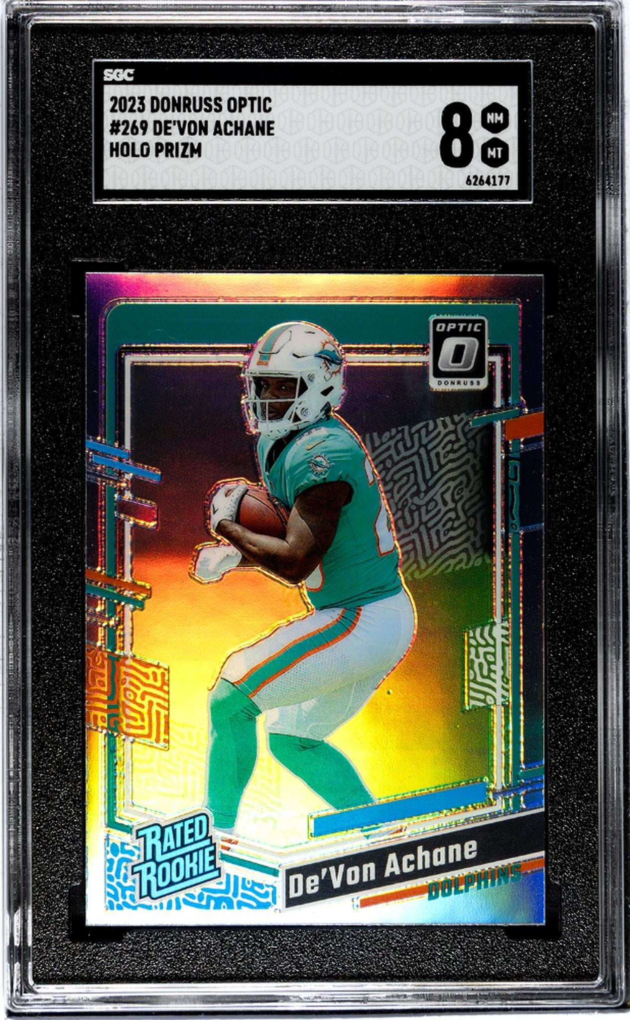 2023 Donruss Optic #269 De'Von Achane Holo Prizm SGC 8