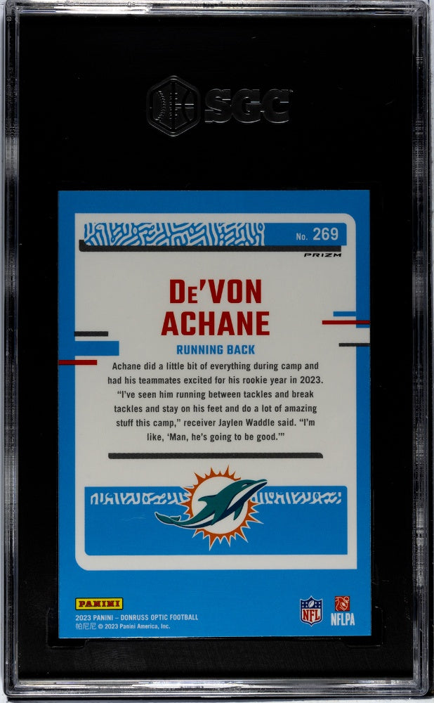 2023 Donruss Optic #269 De'Von Achane Holo Prizm SGC 8